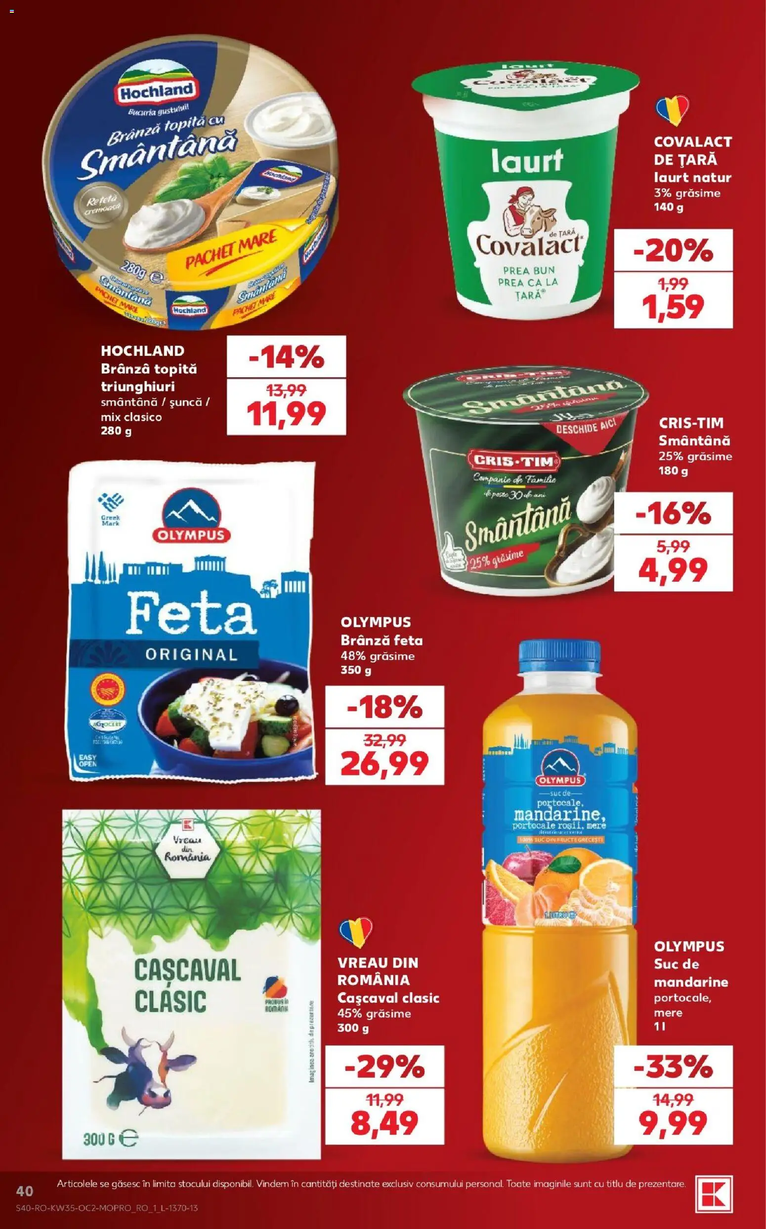 Noul catalog Kaufland – valabil de la 26.08.2026 | Pagină: 40 | Produse: Brânză, Hochland, Mandarine, Smântână