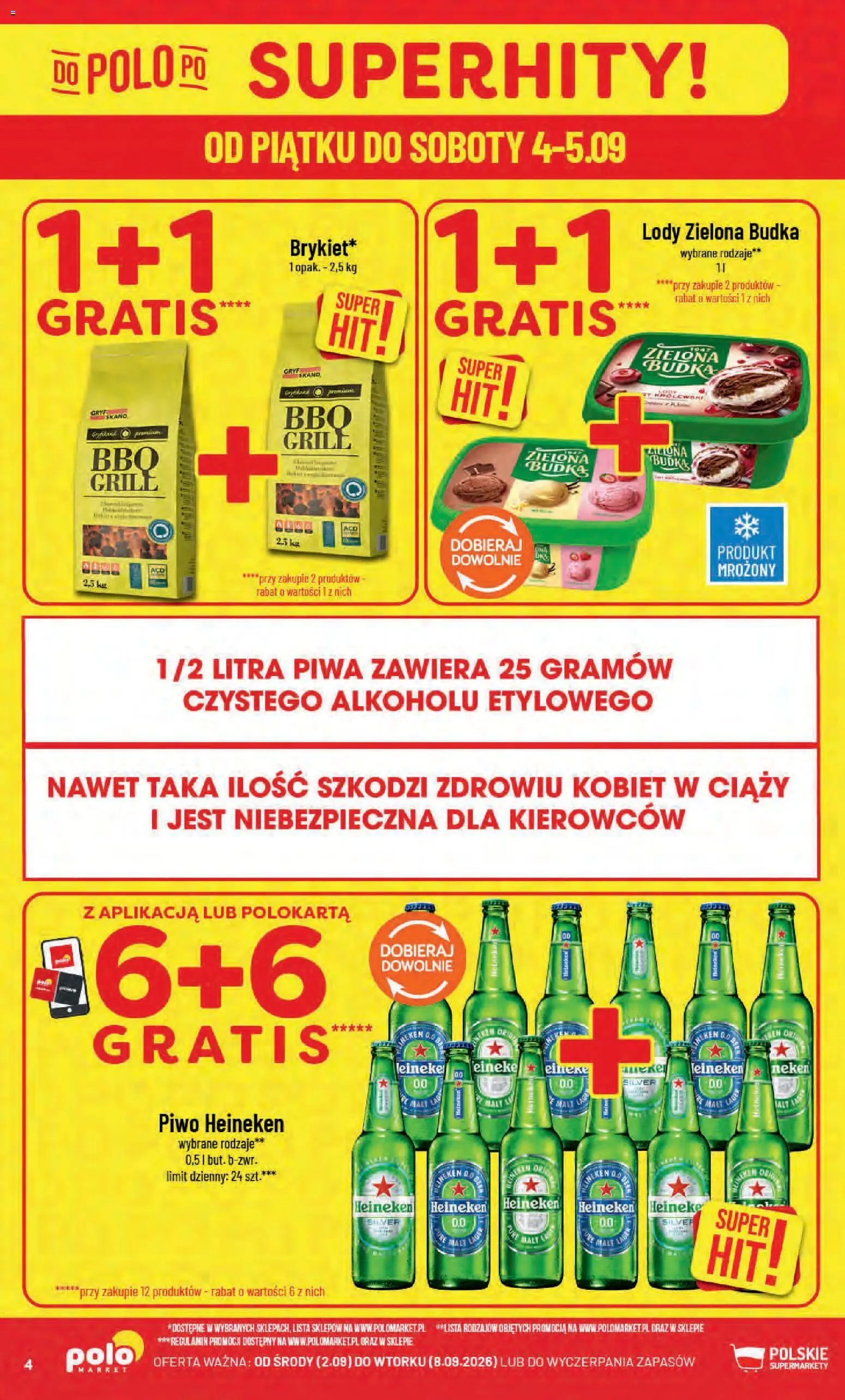 POLOmarket gazetka od 02.09.2026 | Strona: 4 | Produkty: Lody Zielona Budka, Piwo, Lody, Heineken