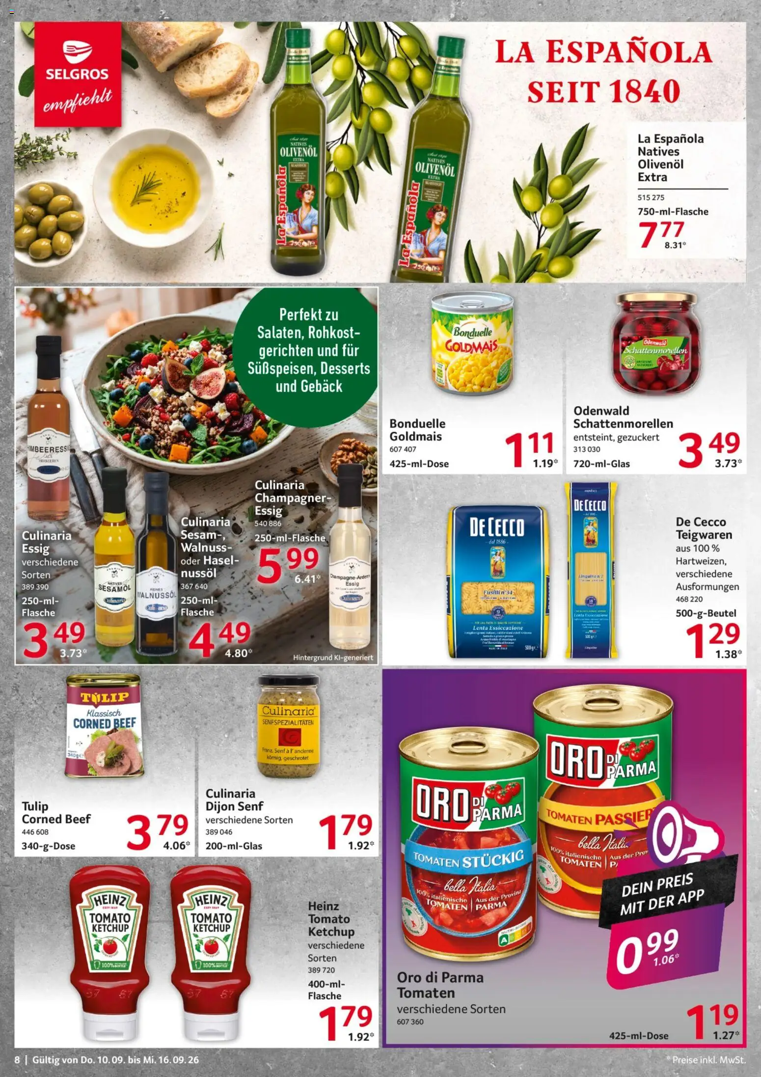 Selgros Prospekt – gültig ab 10.09.2026 | Seite: 8 | Produkte: Himbeeren, Olivenol, Tomaten, Ketchup