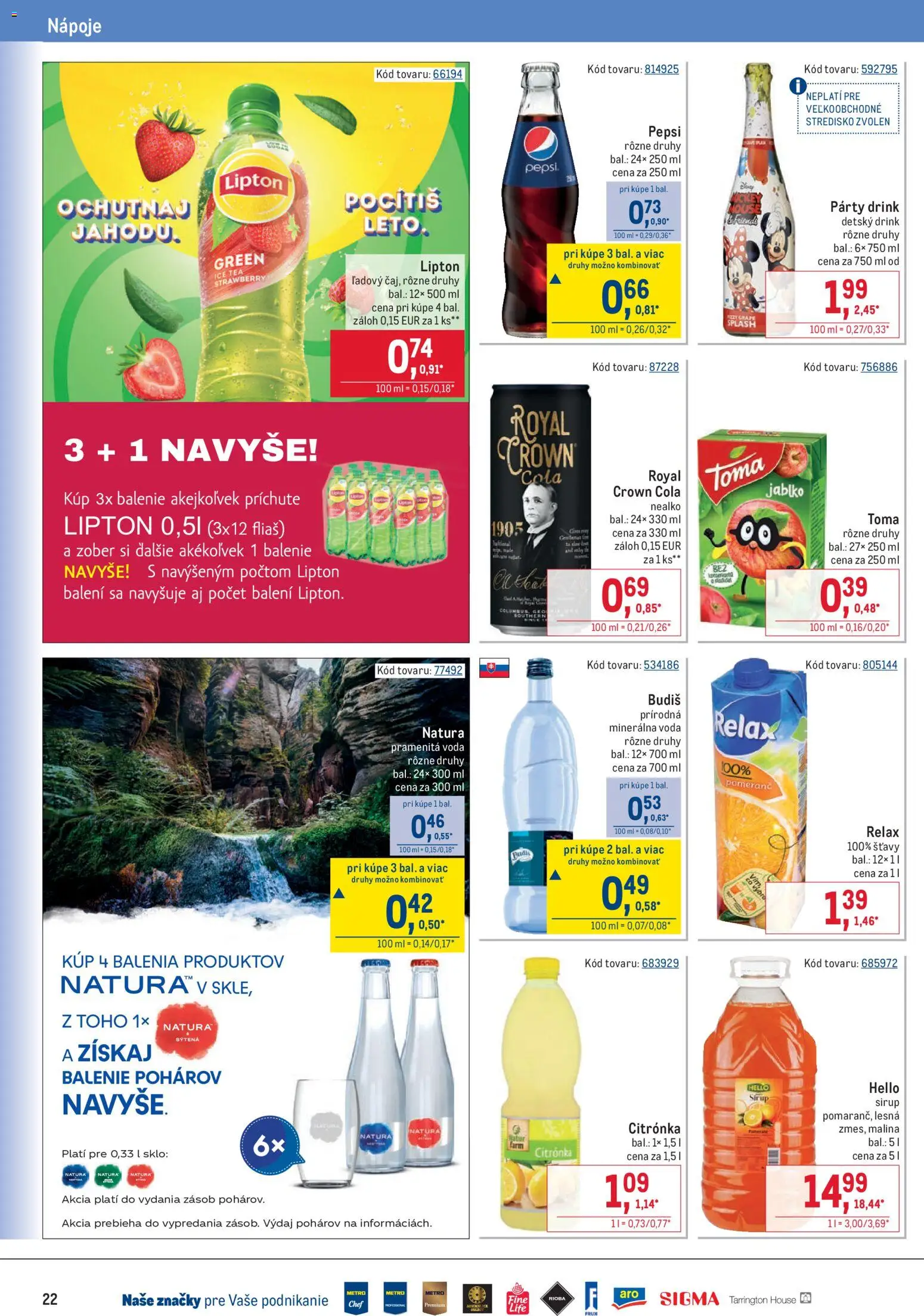 Nové Metro akcie – leták je platný od 20.05.2026 | Strana: 22 | Produkty: Budiš, Voda, Pepsi, Cola