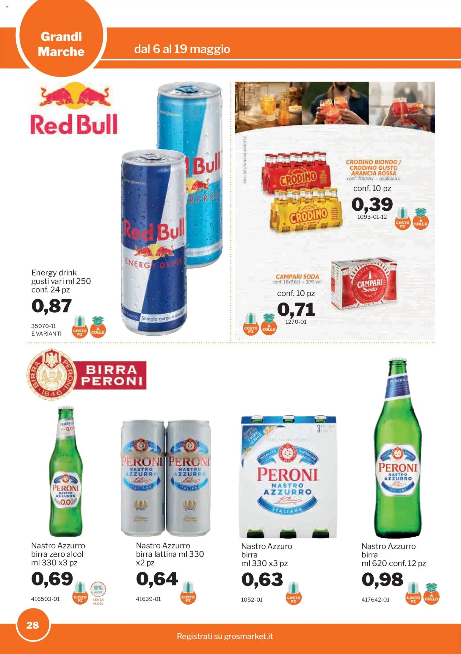 Volantino Sogegross del 06.05.2026 | Pagina: 28 | Prodotti: Birra, Arancia, Red Bull