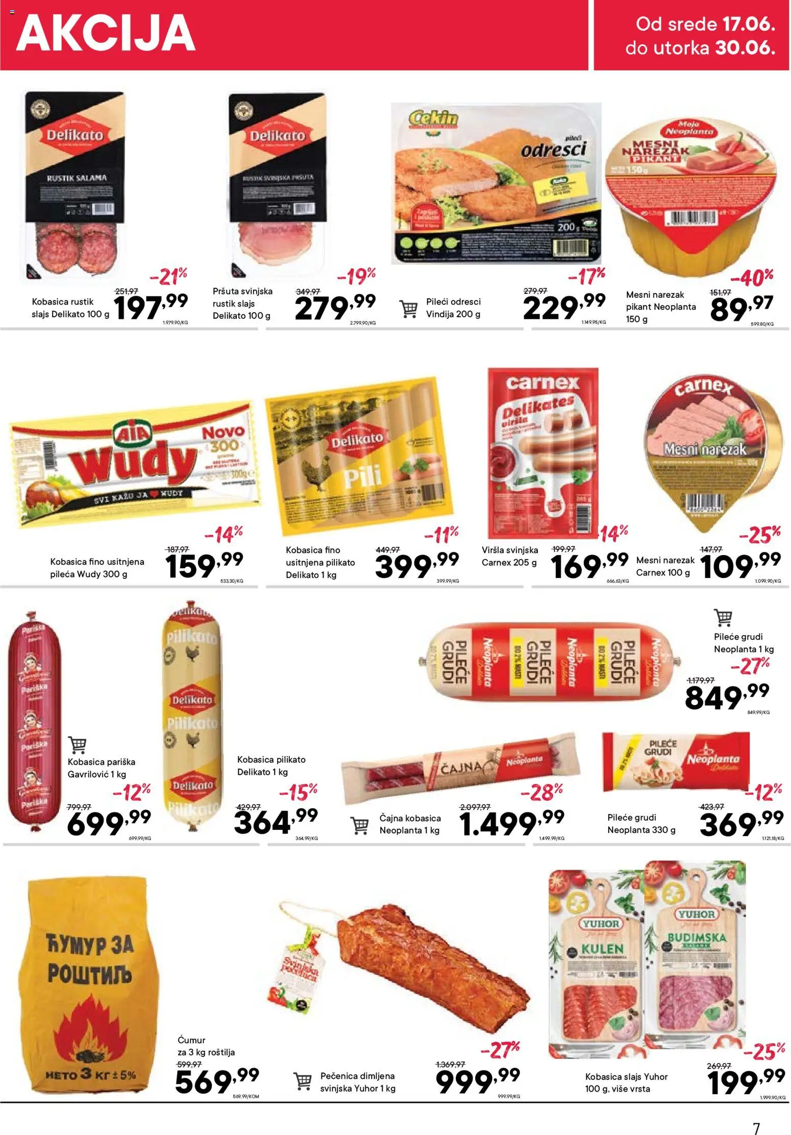 PerSu katalog - važi od 17.06.2026 | Strana: 7 | Proizvode: Pileće grudi, Kulen, Narezak, Salama