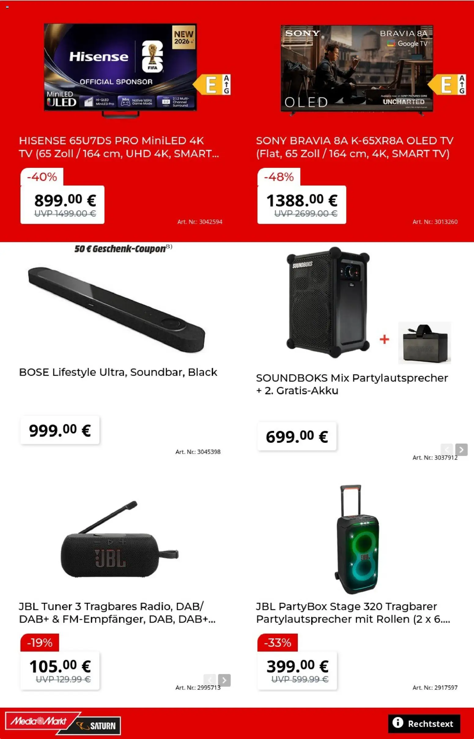 Media Markt Prospekt – gültig ab 11.06.2026 | Seite: 3 | Produkte: Sony, Hisense, Smart TV, TV