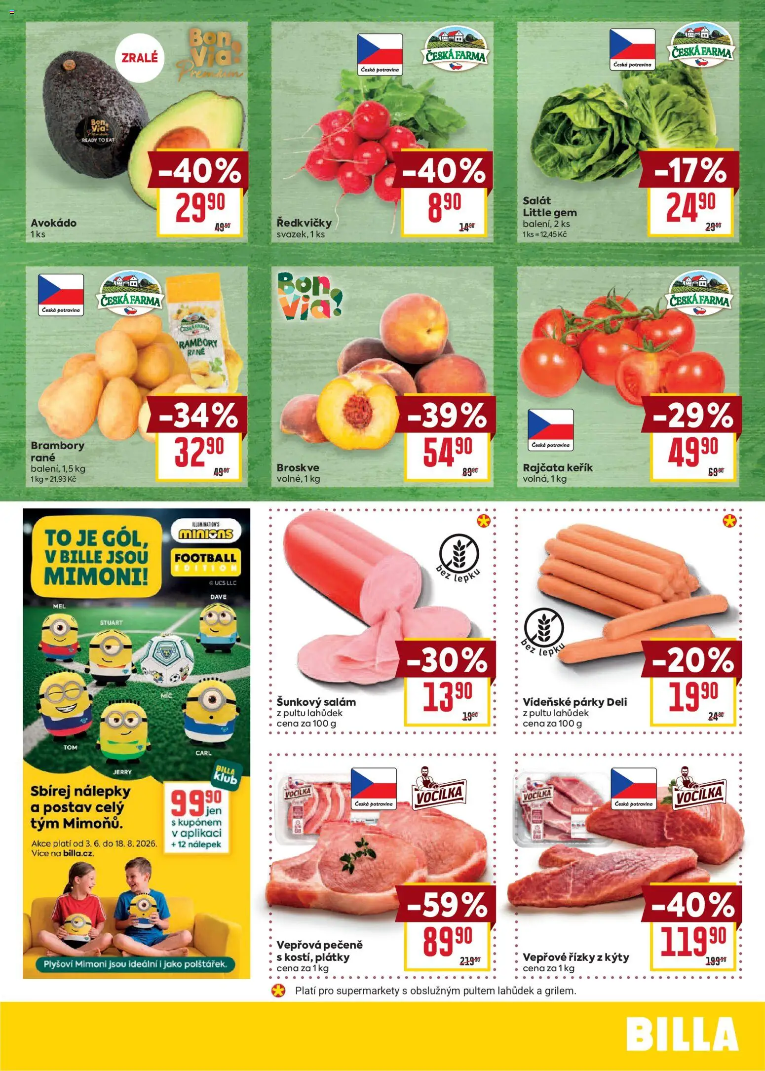 Billa Malý leták od 17.06.2026 | Strana: 3 | Produkty: Vídeňské párky, Nálepky, Avokádo, Ředkvičky