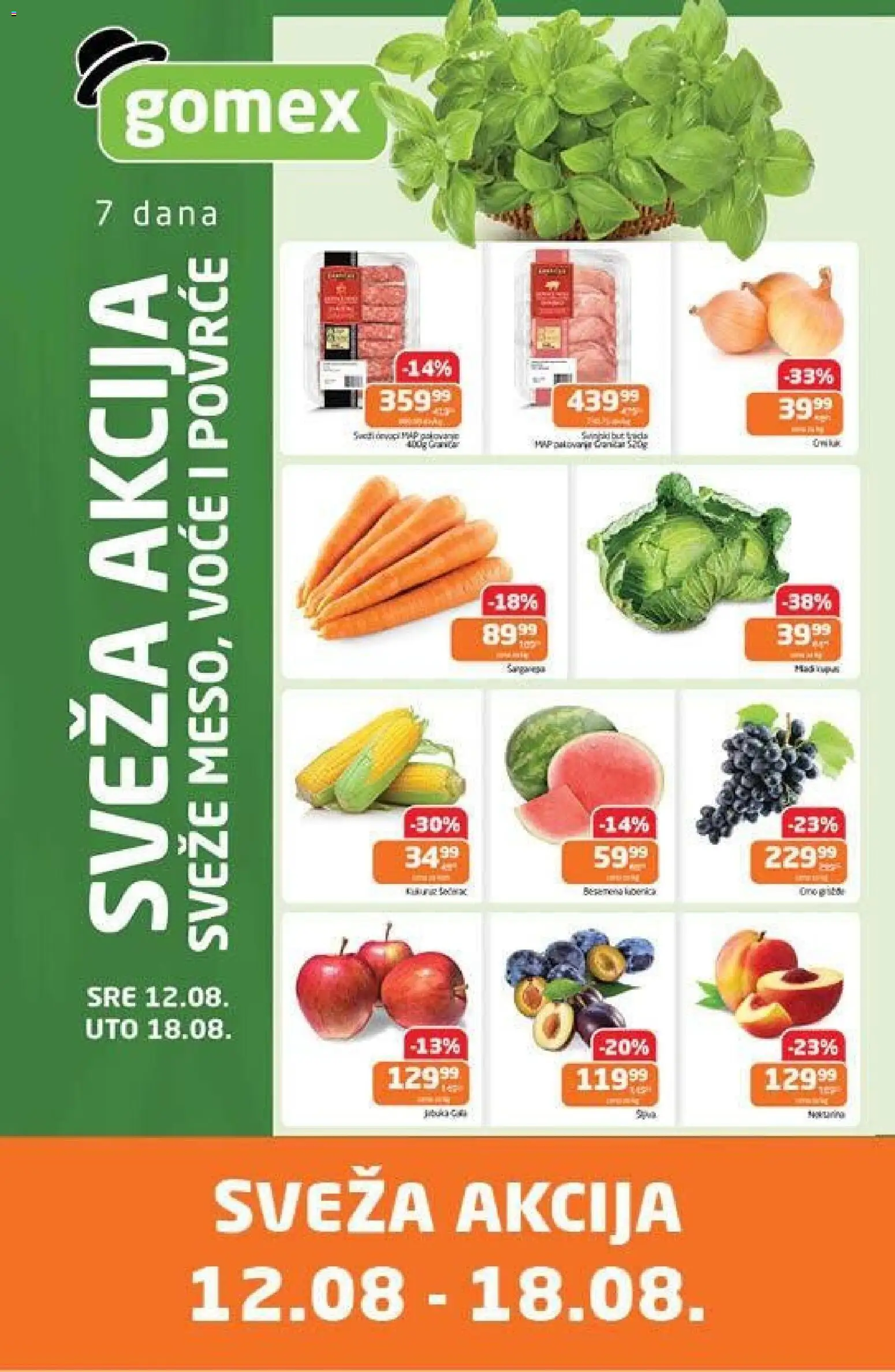 Gomex katalog - važi od 12.08.2026 | Strana: 1 | Proizvode: Voće, Povrće