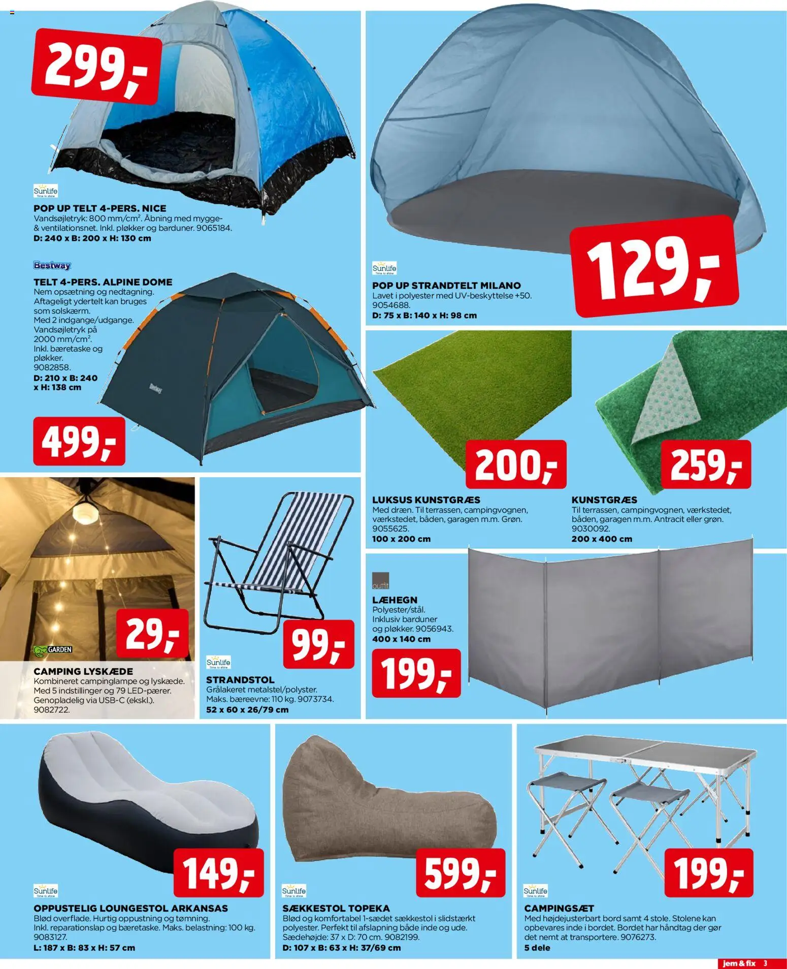Jem & fix tilbudsavis – gyldig fra 28/06/2026 | Side: 3 | Produkter: Strandstol, Bord, Sækkestol, Søm