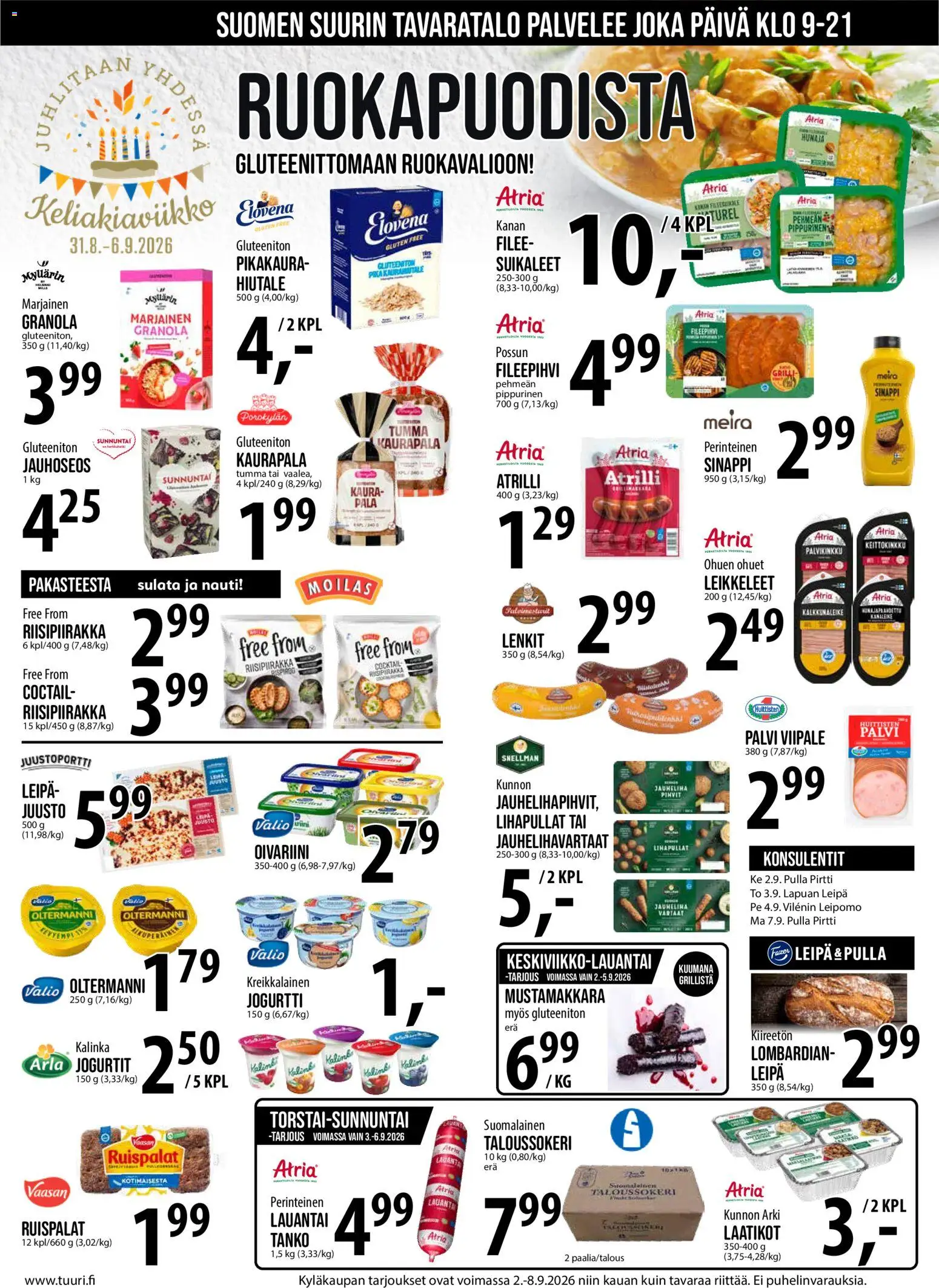 Tuuri tarjoukset – voimassa 02/09/2026 alkaen | Sivu: 7 | Tuotteet: Sinappi, Jogurtti, Leipä, Pulla