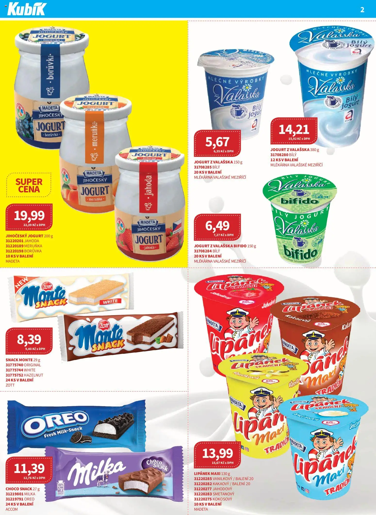 Kubík leták - Velkoobchod 08/2026 od 01.08.2026 | Strana: 2 | Produkty: Lipánek, Jogurt, Oreo, Bílý jogurt