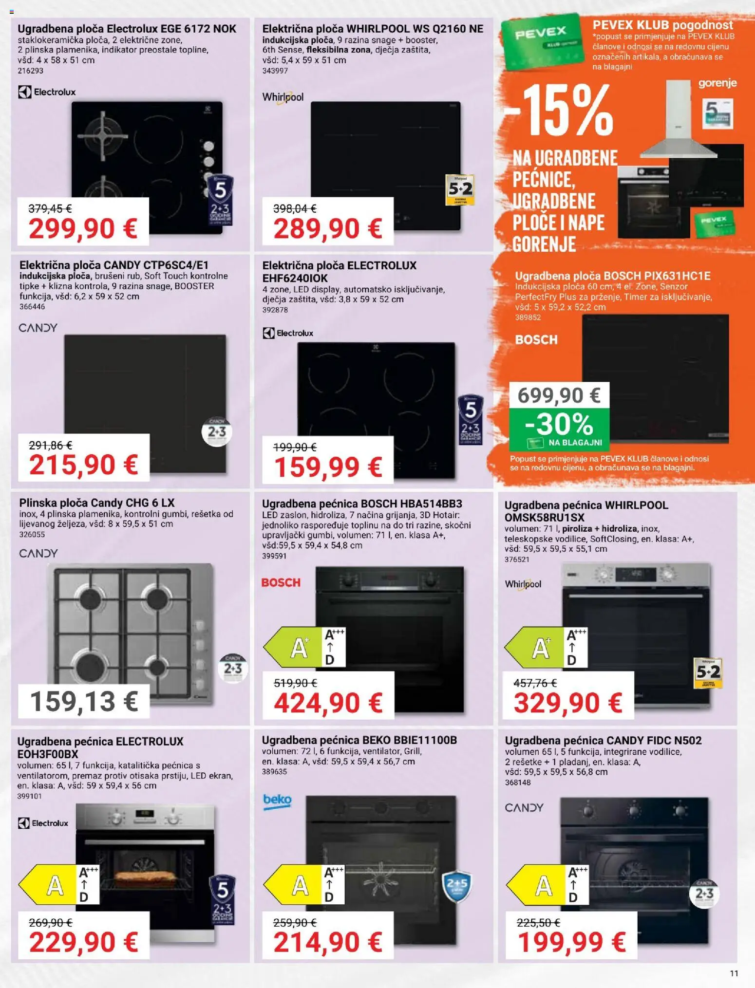 Pevex katalog | vrijedi od 03.04.2026 | Stranica: 11 | Proizvodi: Indukcijska ploča, Pećnica