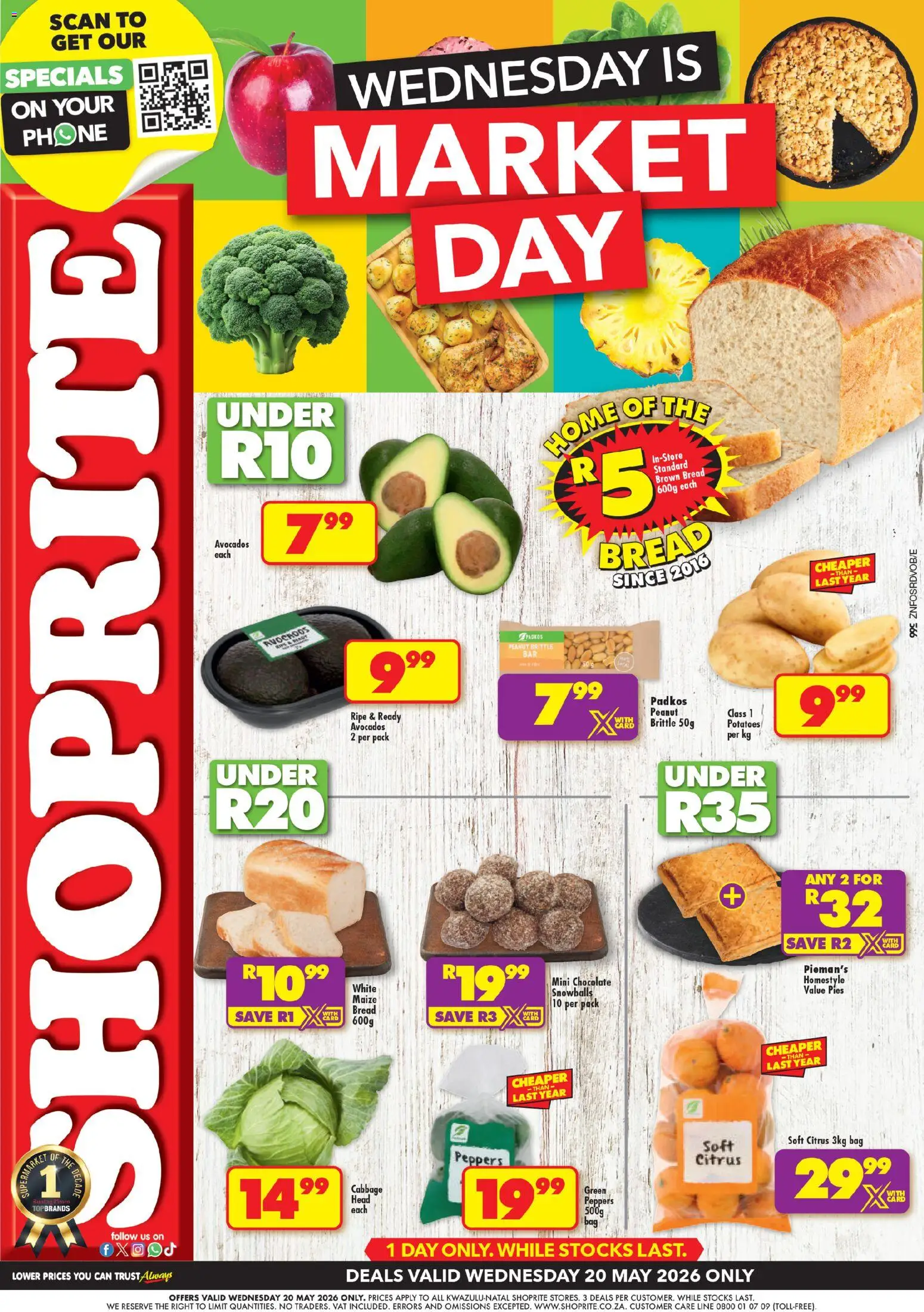 New Shoprite catalogue – valid from 20.05.2026 | Page: 1 | Products: Bag, Bread, Avocados, Potatoes