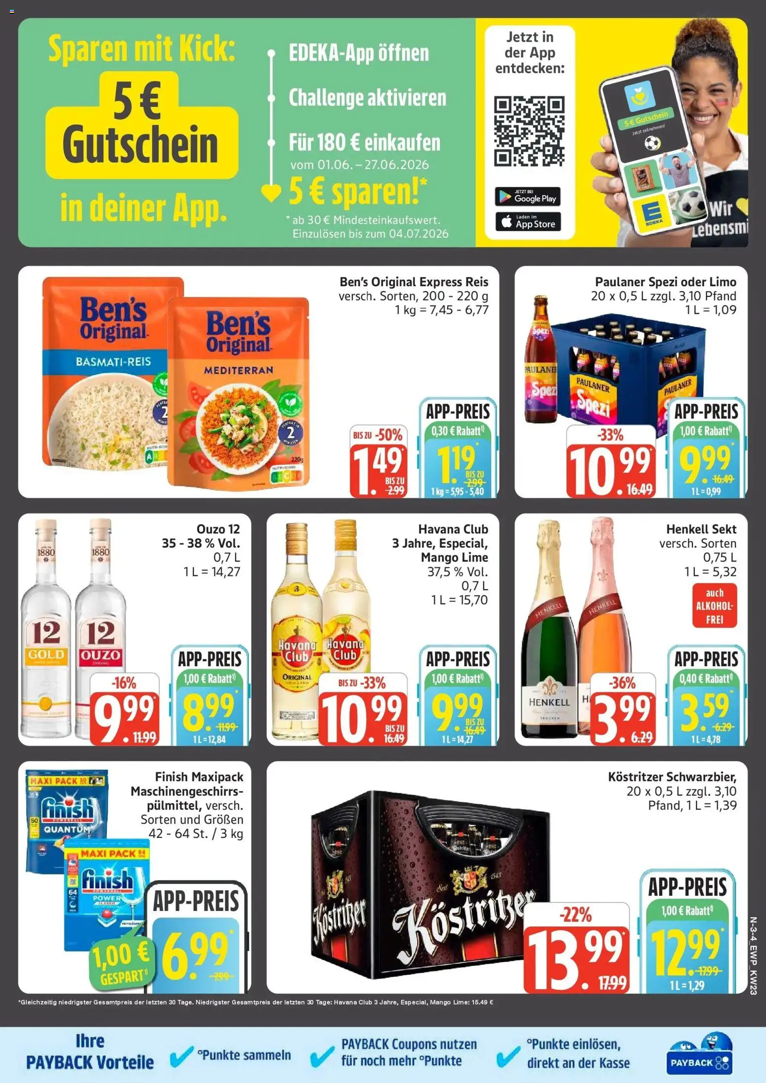 Edeka prospekt Rostock – gültig ab 01.06.2026 | Seite: 3 | Produkte: Paulaner spezi, Sekt, Mango, Reis
