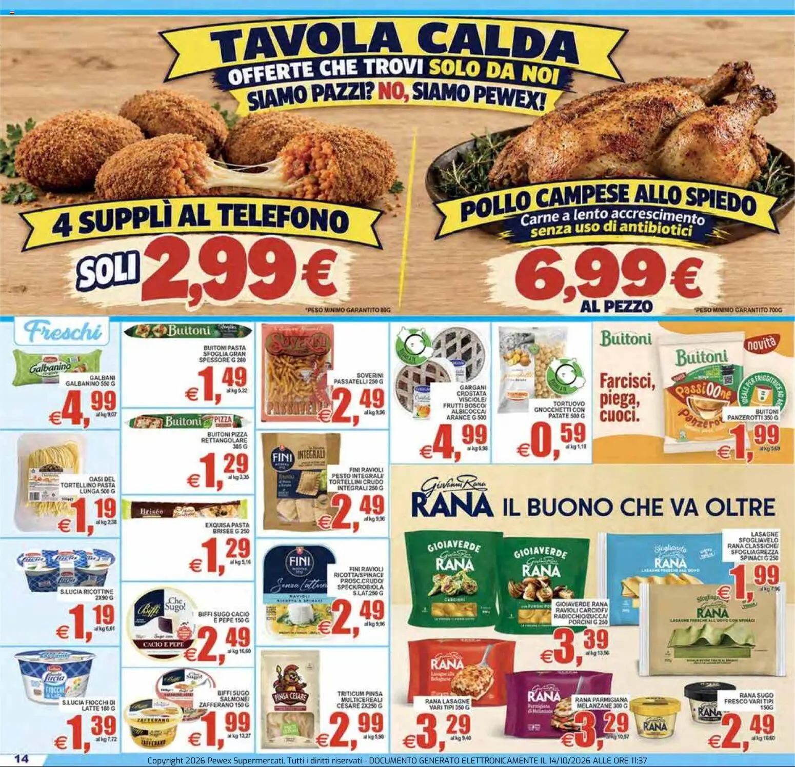 Volantino Pewex del 14/10/2026 | Pagina: 14 | Prodotti: Arance, Spinaci, Telefono, Pasta brisée