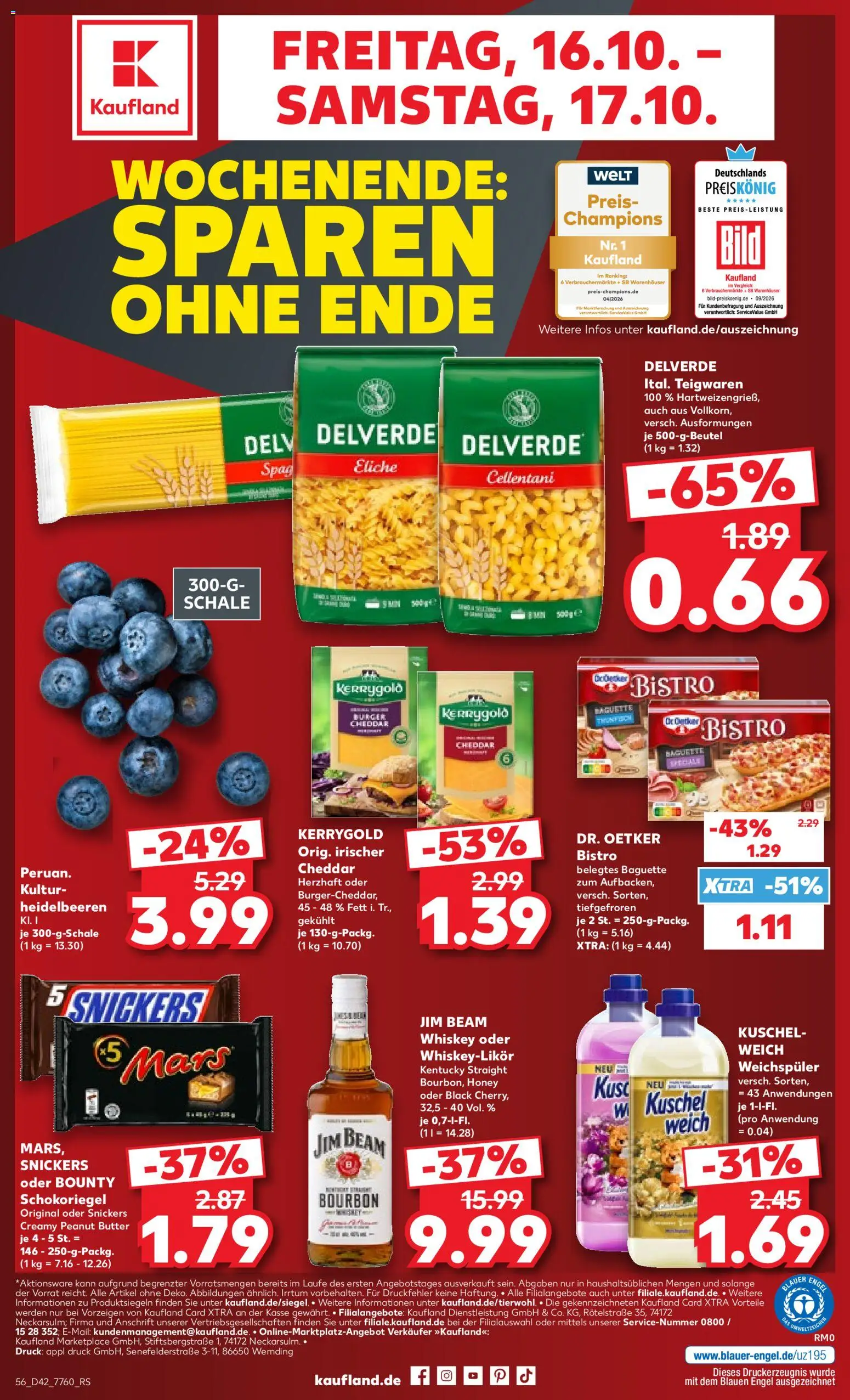 Kaufland Německo leták - Montag bis Samstag od 12.10.2026 | Strana: 60 | Produkty: Burger, Jim Beam, Bourbon, Snickers