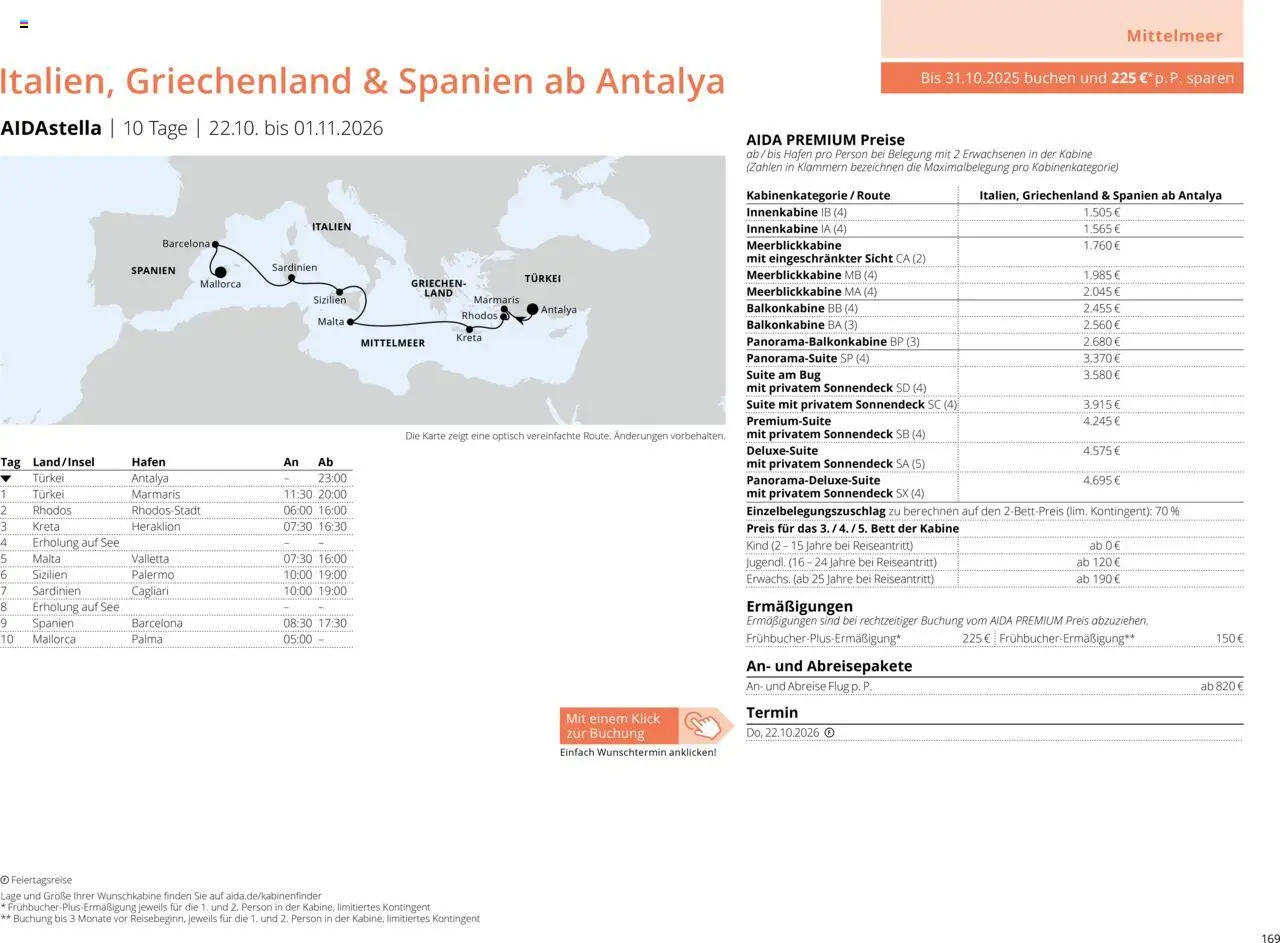 Aida Sommer 2026 – gültig ab 01.03.2026 | Seite: 169 | Produkte: Bett