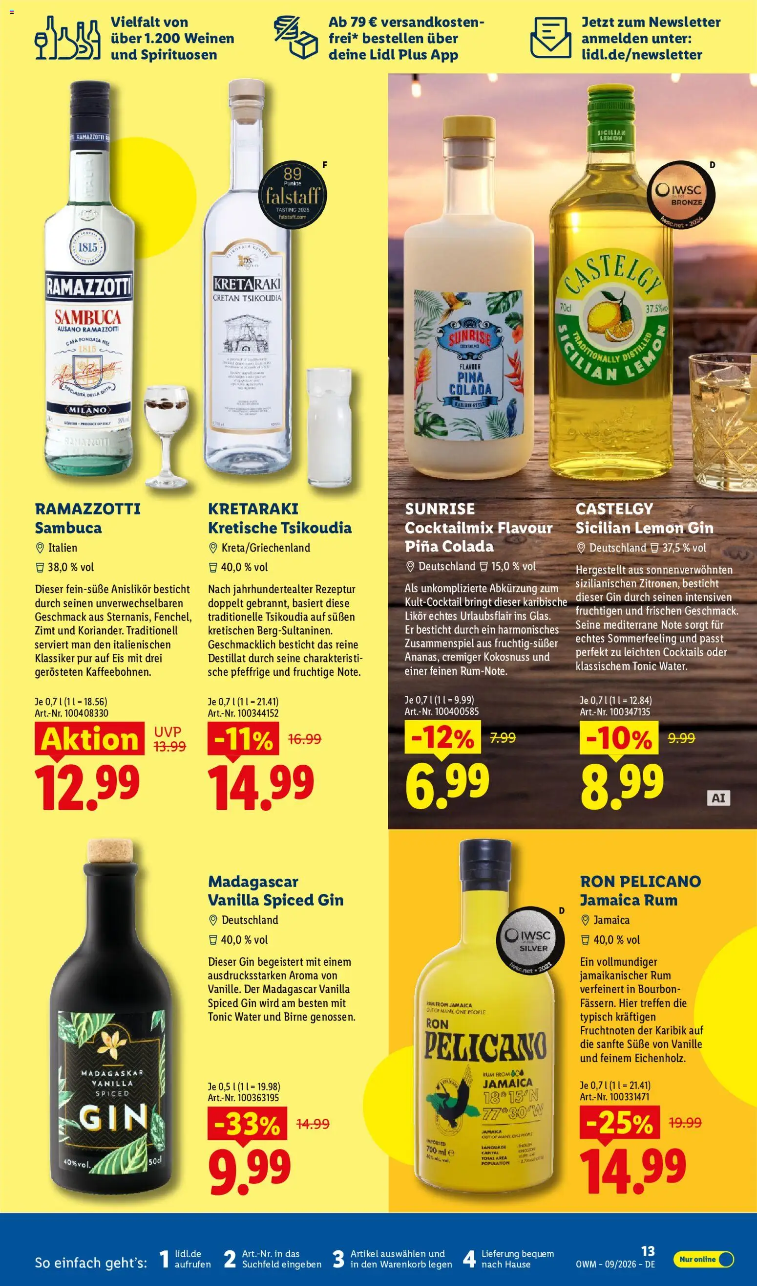 Lidl Wein & Spirituosen – gültig ab 01.09.2026 | Seite: 13 | Produkte: Vanille, Bourbon, Eis, Ramazzotti