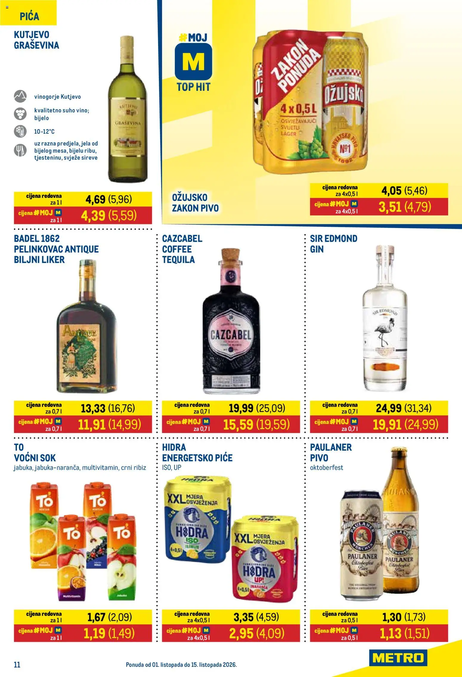 Metro katalog | vrijedi od 01.10.2026 | Stranica: 11 | Proizvodi: Energetsko piće, Pelinkovac, Pica, Biljni liker