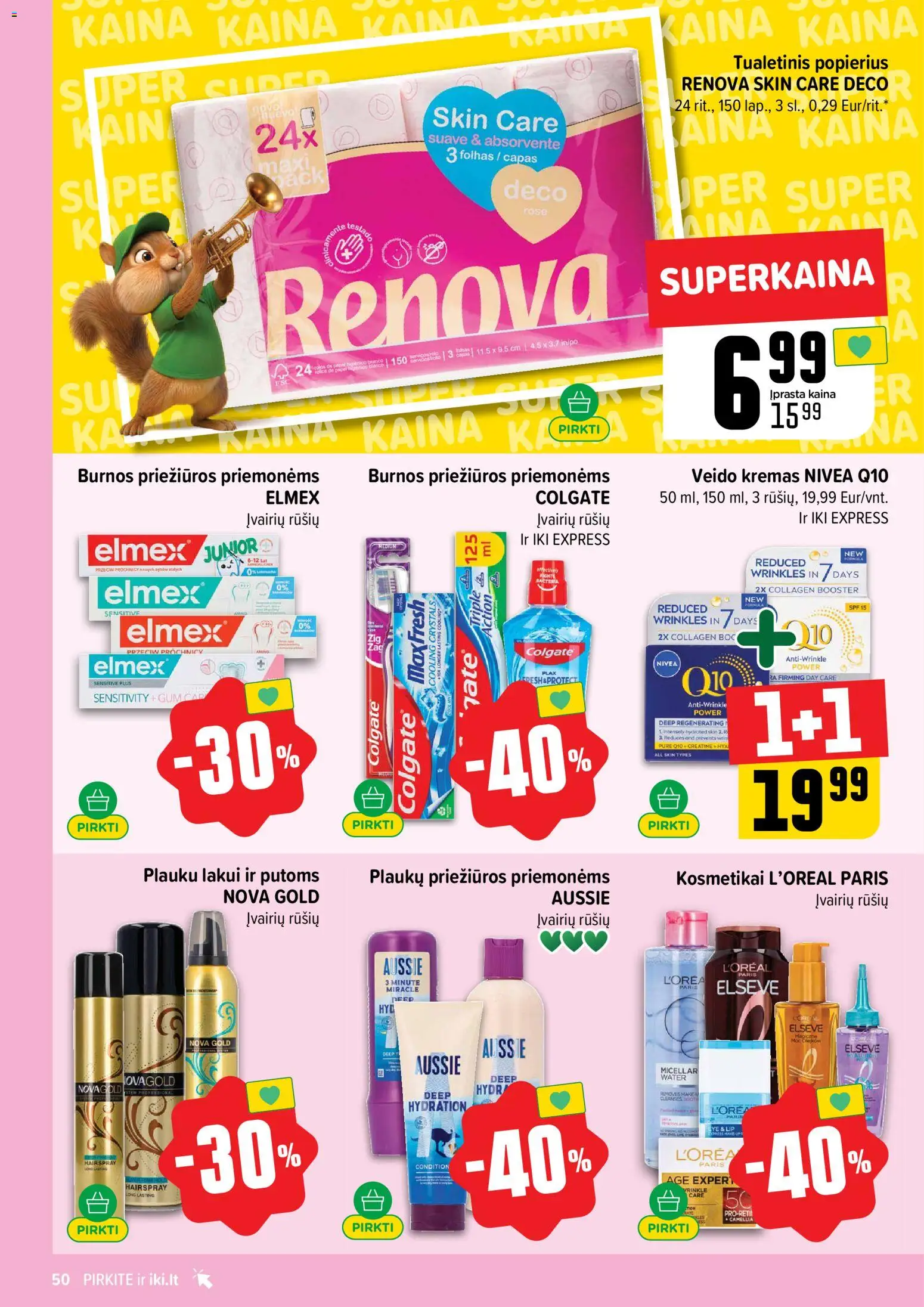 IKI akcijos nuo 2026.08.03 | Puslapis: 50 | Prekių: Kremas, Tualetinis popierius