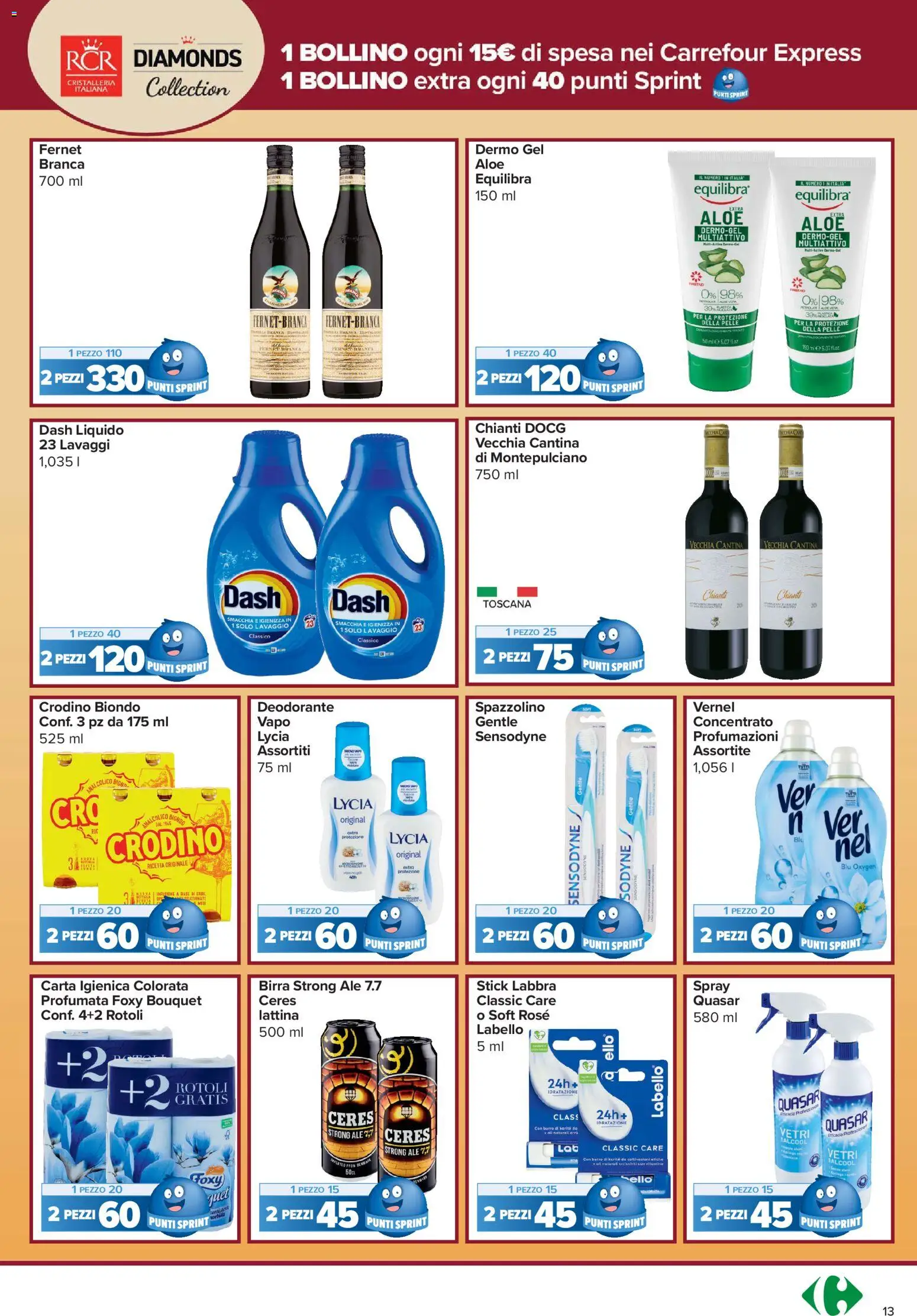 Volantino Carrefour del 10/09/2026 | Pagina: 13 | Prodotti: Carta igienica, Deodorante, Fernet, Burro