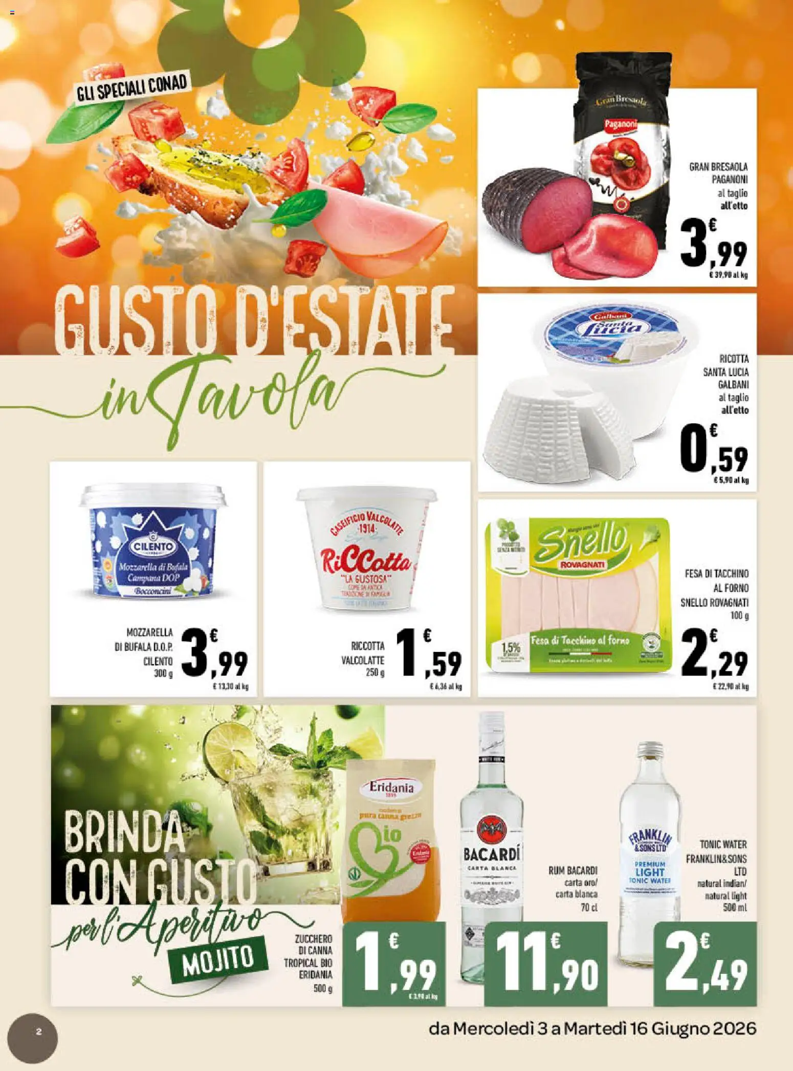 Volantino Conad del 03.06.2026 | Pagina: 2 | Prodotti: Bresaola, Mozzarella, Forno, Aperitivo