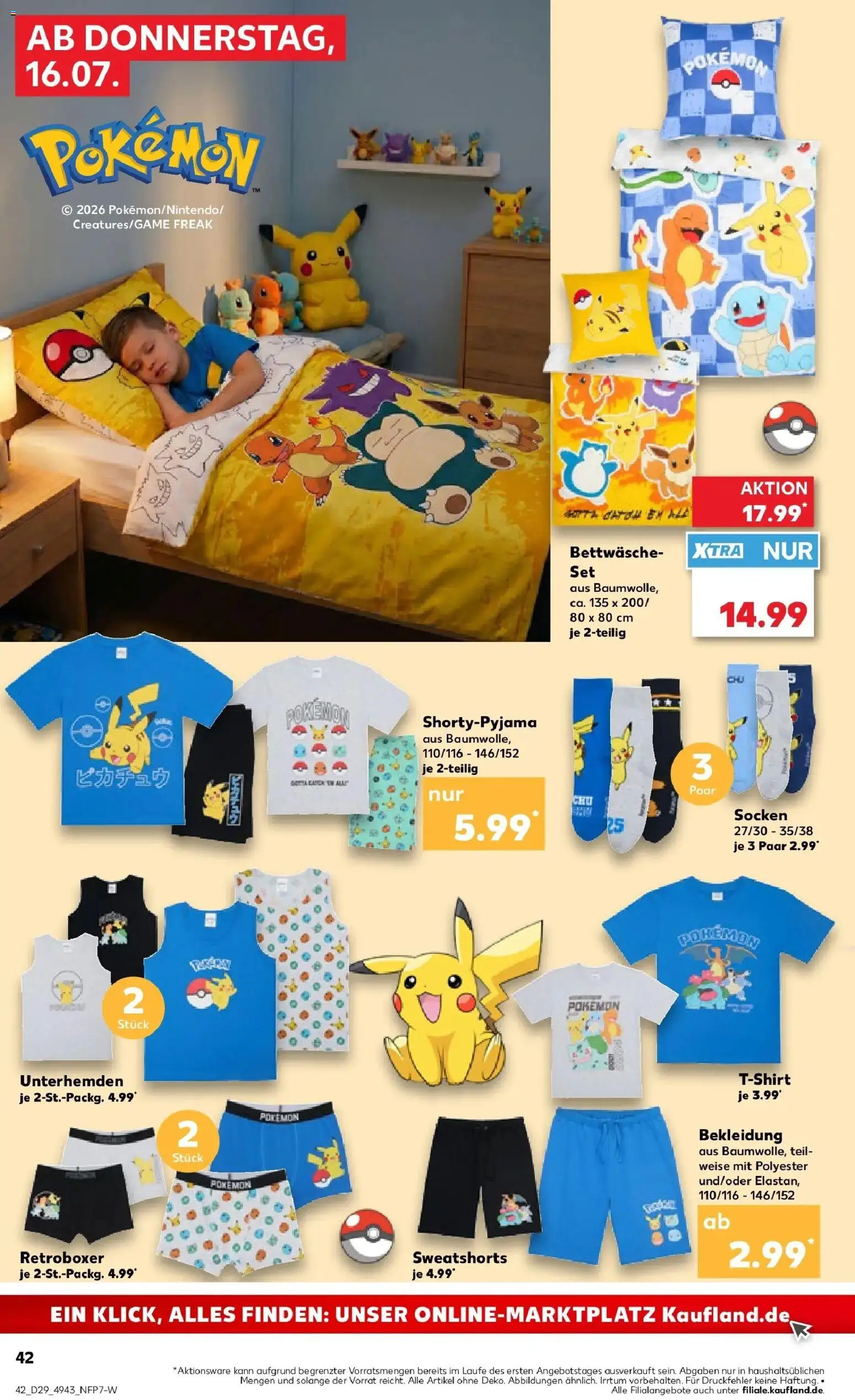 Kaufland Prospekt Köln – gültig ab 16.07.2026 | Seite: 42 | Produkte: Sweatshorts, Bettwäsche, Bekleidung, Socken