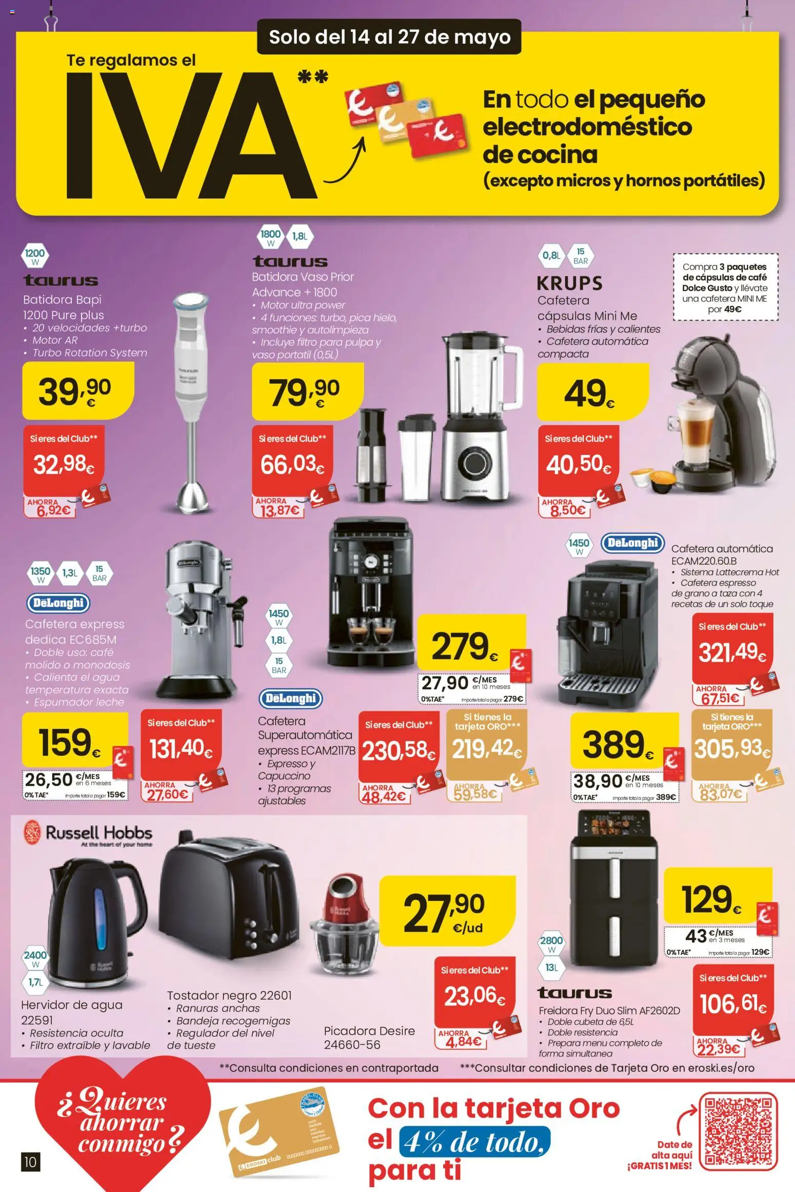 Eroski Te regalamos el IVA  │ válido desde el 14.05.2026 | Página: 10 | Productos: Leche, Batidora, Freidora, Bandeja