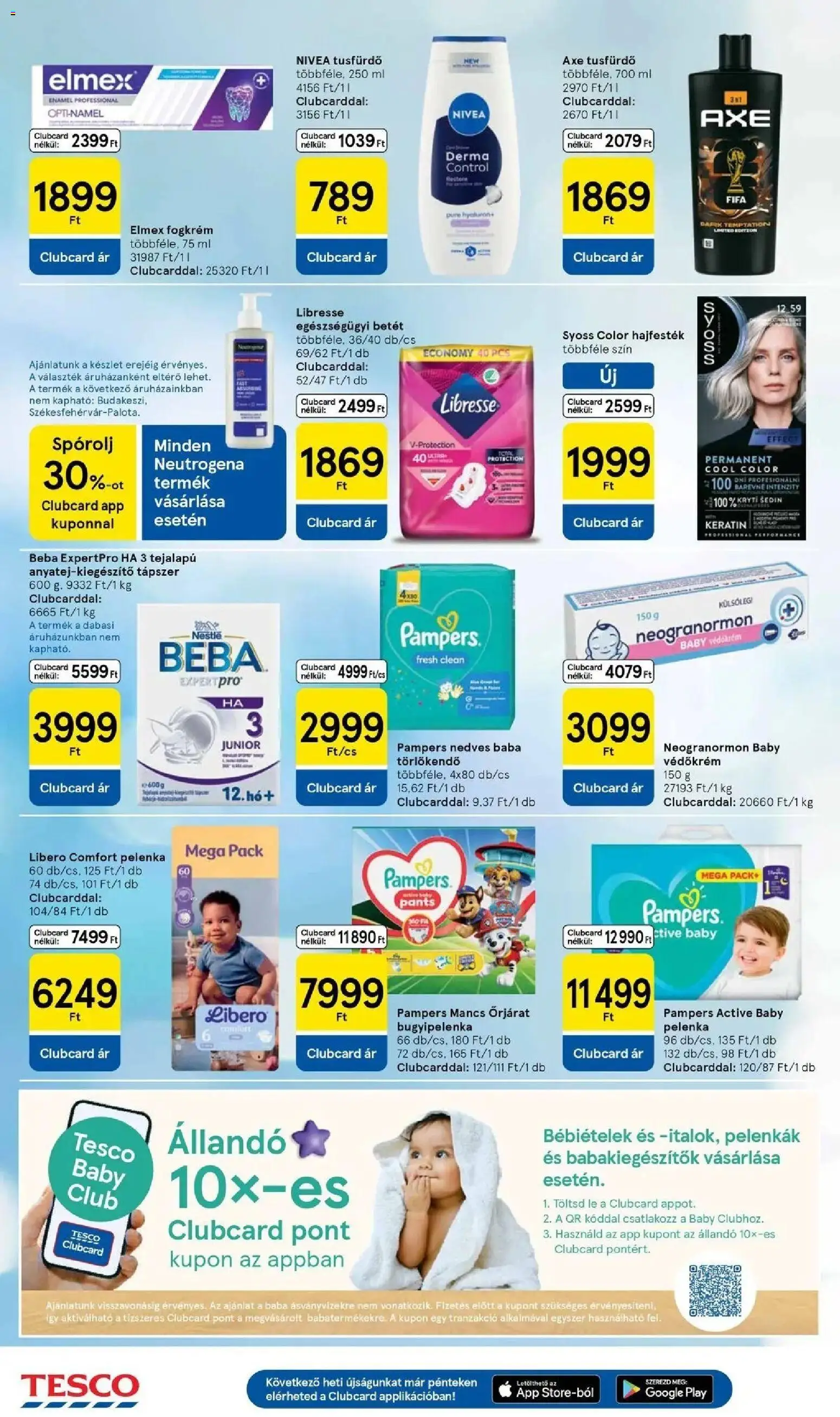 Tesco akciós ujság - amely érvényes a következő dátumtól: 07.04.2026 | Oldal: 8 | Termékek: Pampers, Pelenka, Tusfürdő, Fogkrém