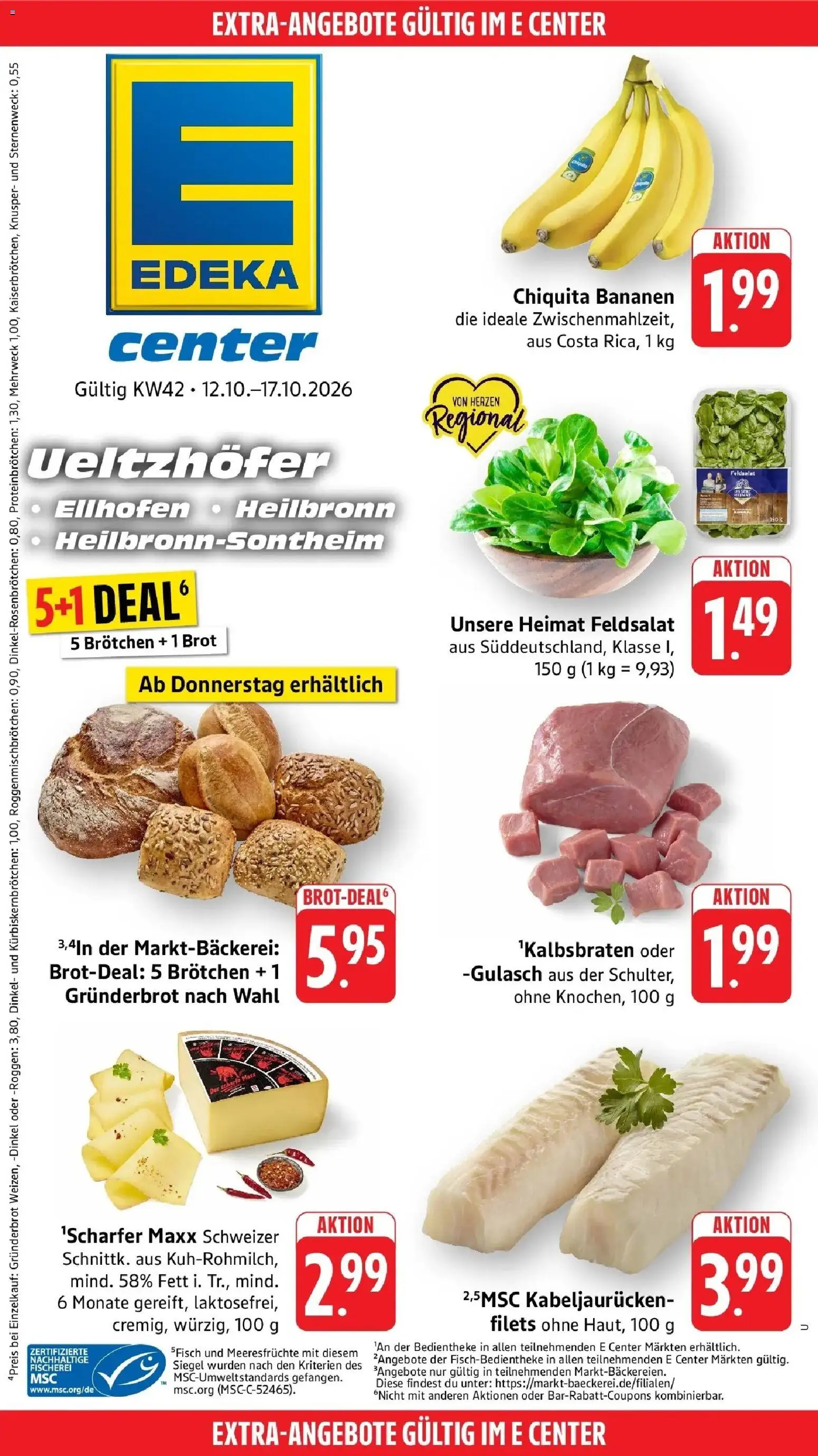 Edeka Prospekt Heilbronn (ab 12.10.2026) » Angebote Online | Seite: 51 | Produkte: Bananen, Gulasch, Meeresfrüchte, Brot