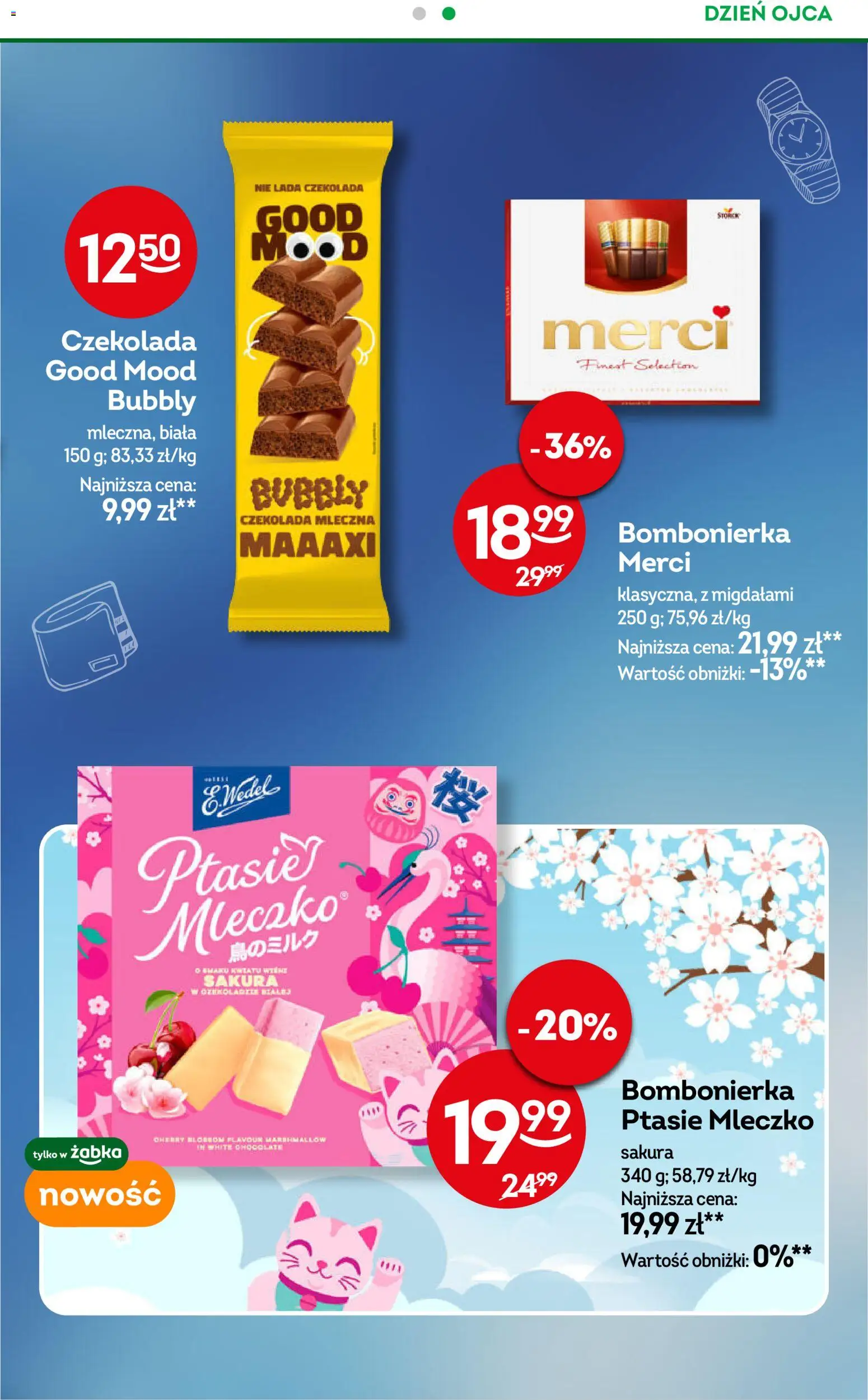 Żabka gazetka od 17.06.2026 | Strona: 33 | Produkty: Czekolada merci, Bombonierka, Ptasie mleczko, Czekolada