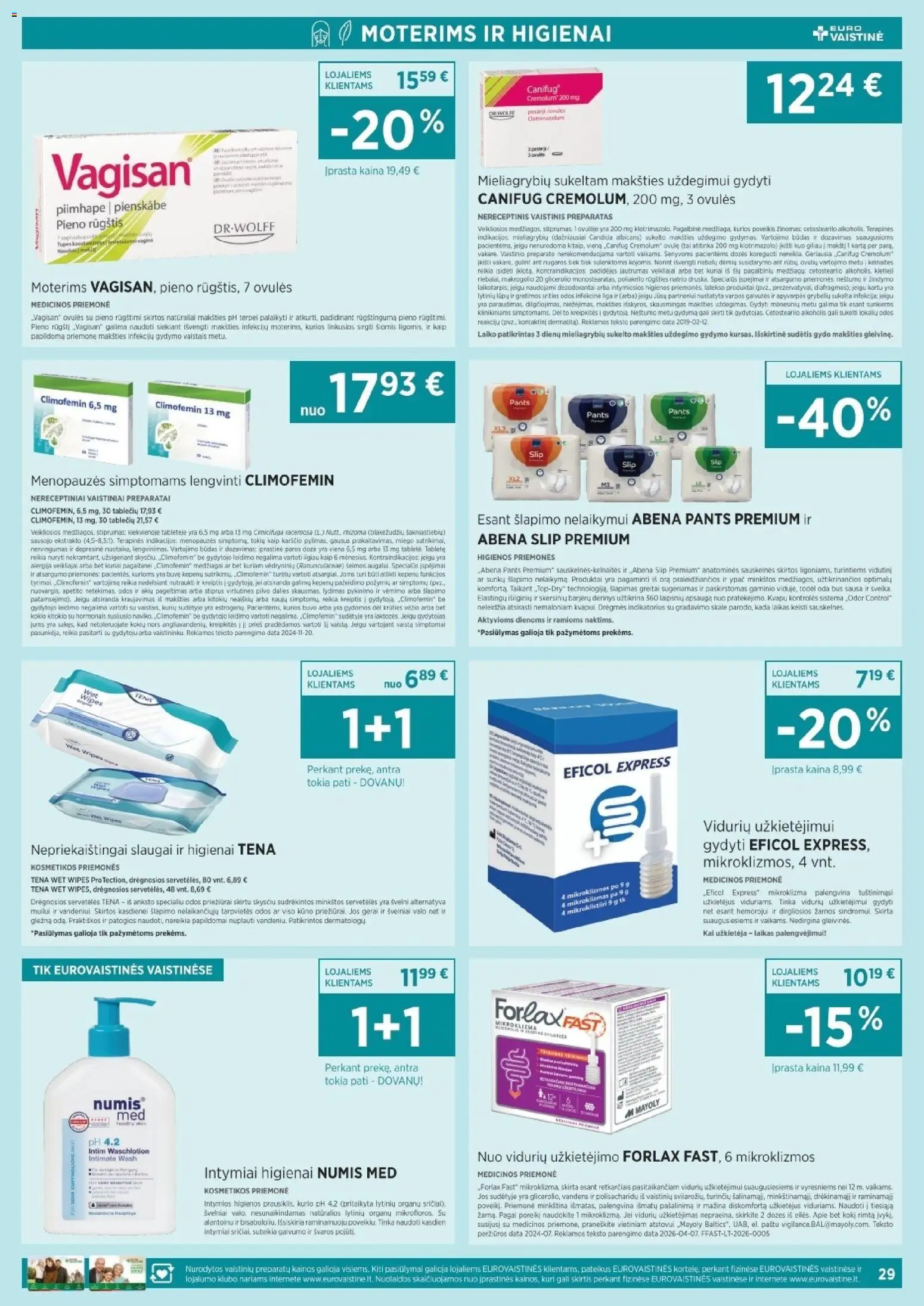 EUROVAISTINĖ akcijos nuo 2026.09.01 | Puslapis: 29 | Prekių: Kelnaitės