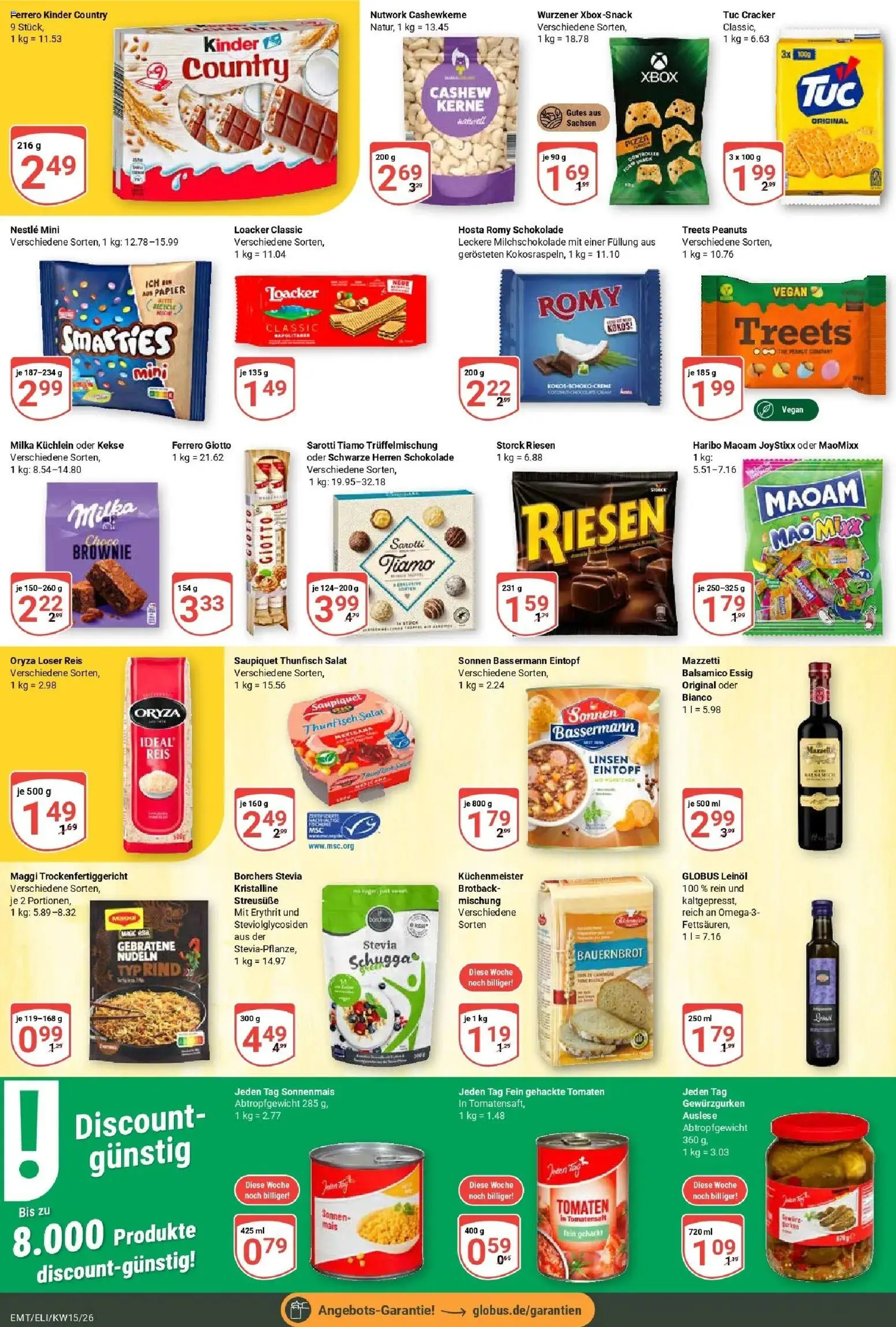 Globus prospekt Erfurt-Linderbach	 – gültig ab 07.04.2026 | Seite: 15 | Produkte: Maggi, Haribo, Schokolade, Essig