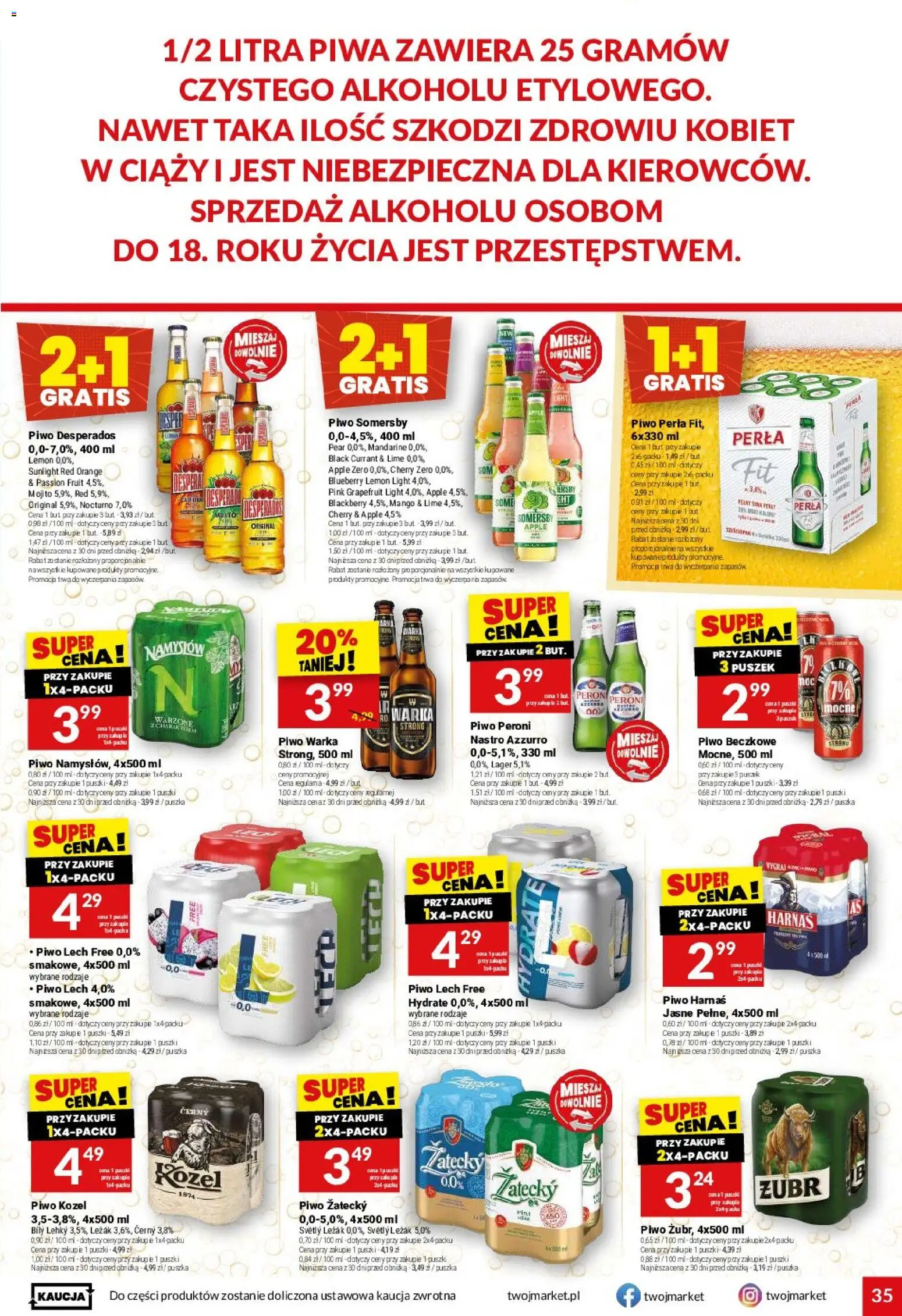 Twój Market gazetka od 21.10.2026 | Strona: 35 | Produkty: Lech, Leżak, Somersby, Desperados
