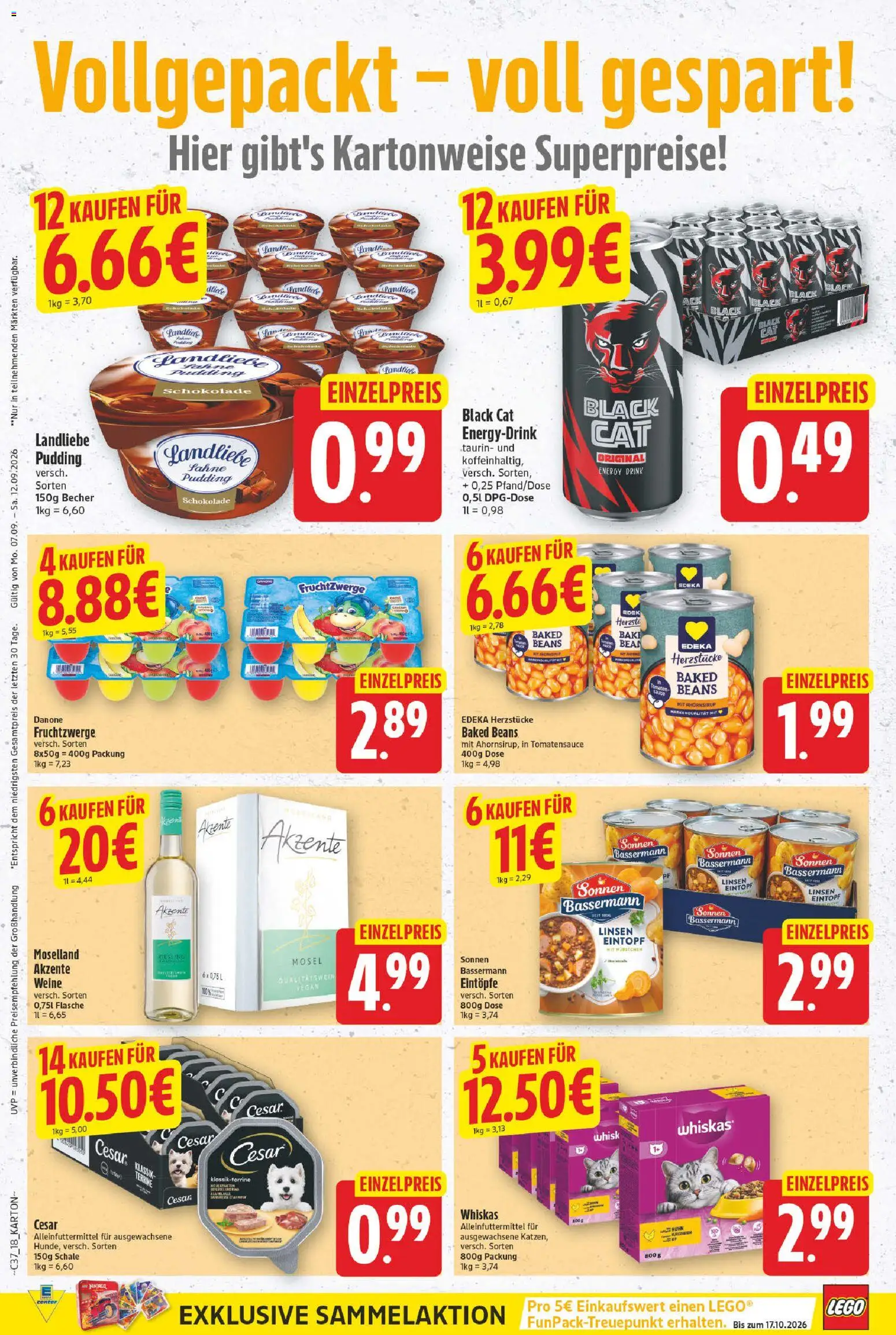 E center Prospekt – gültig ab 07.09.2026 | Seite: 18 | Produkte: Energy, Schokolade, Fruchtzwerge, Pudding