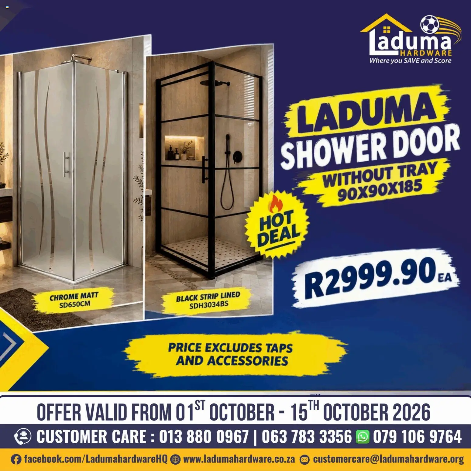 New Laduma Hardware catalogue – valid from 01/10/2026 | Page: 2 | Products: Tray, Shower