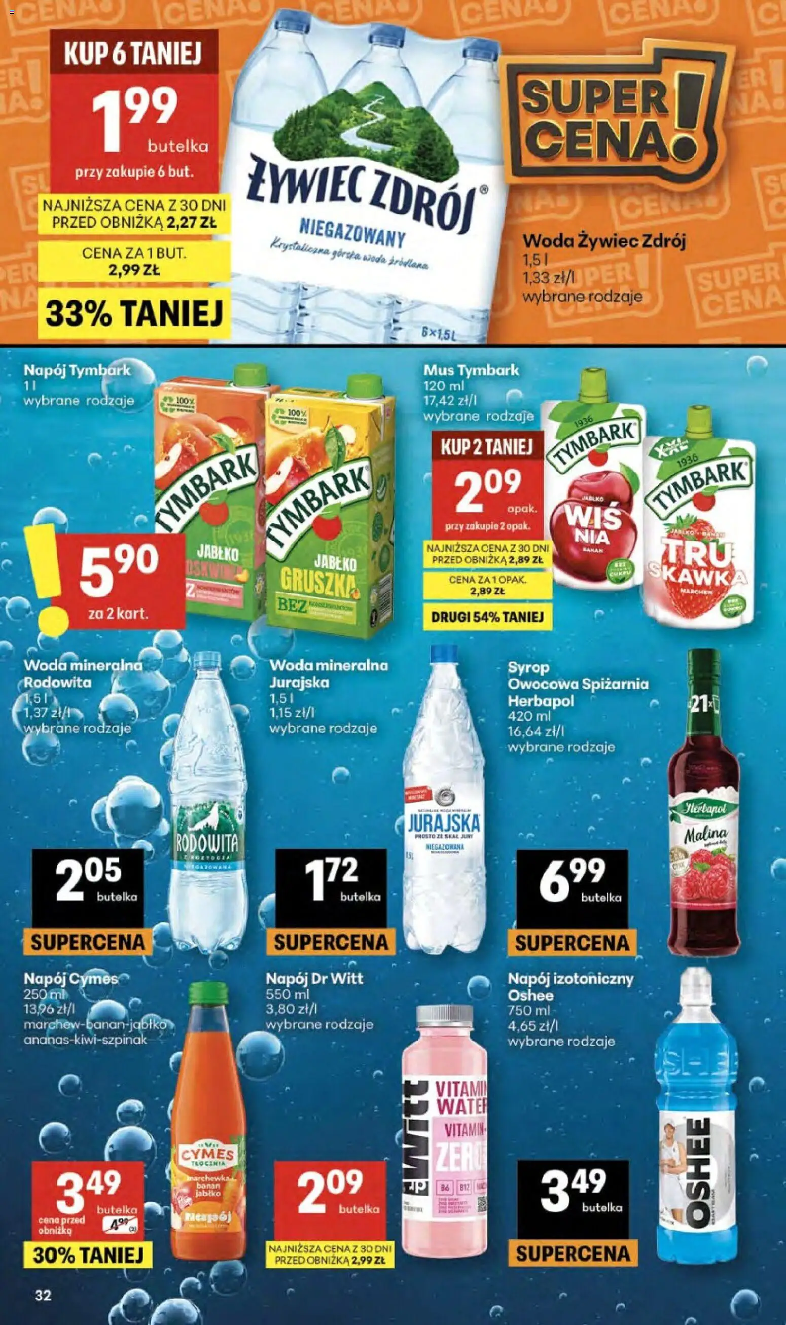 Delikatesy Centrum gazetka od 09.04.2026 | Strona: 32 | Produkty: Syrop, Gruszka, Woda żywiec, Malina