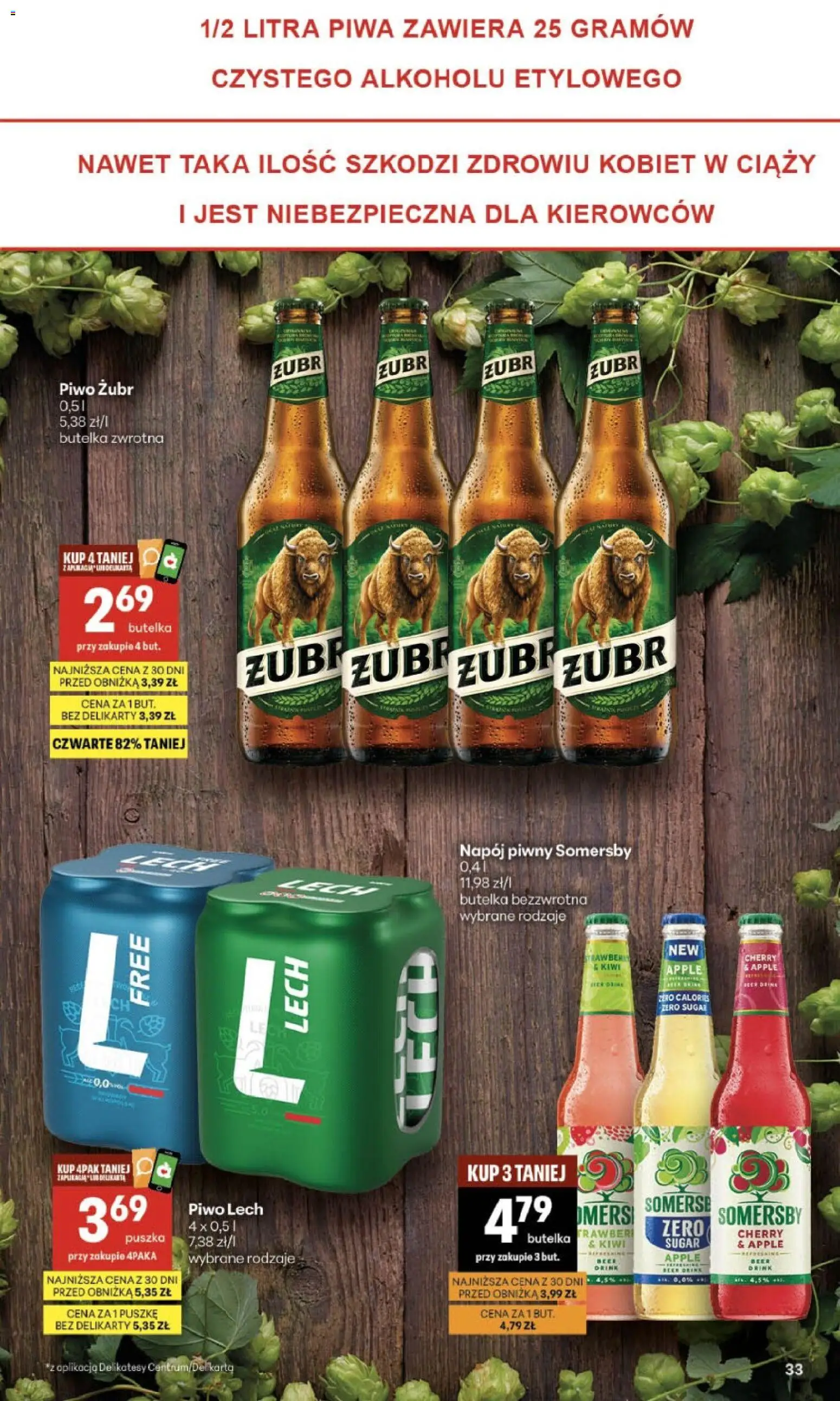 Delikatesy Centrum gazetka - Sklepy Własne od 11.06.2026 | Strona: 33 | Produkty: Piwo żubr, Delikatesy, Somersby, Kiwi