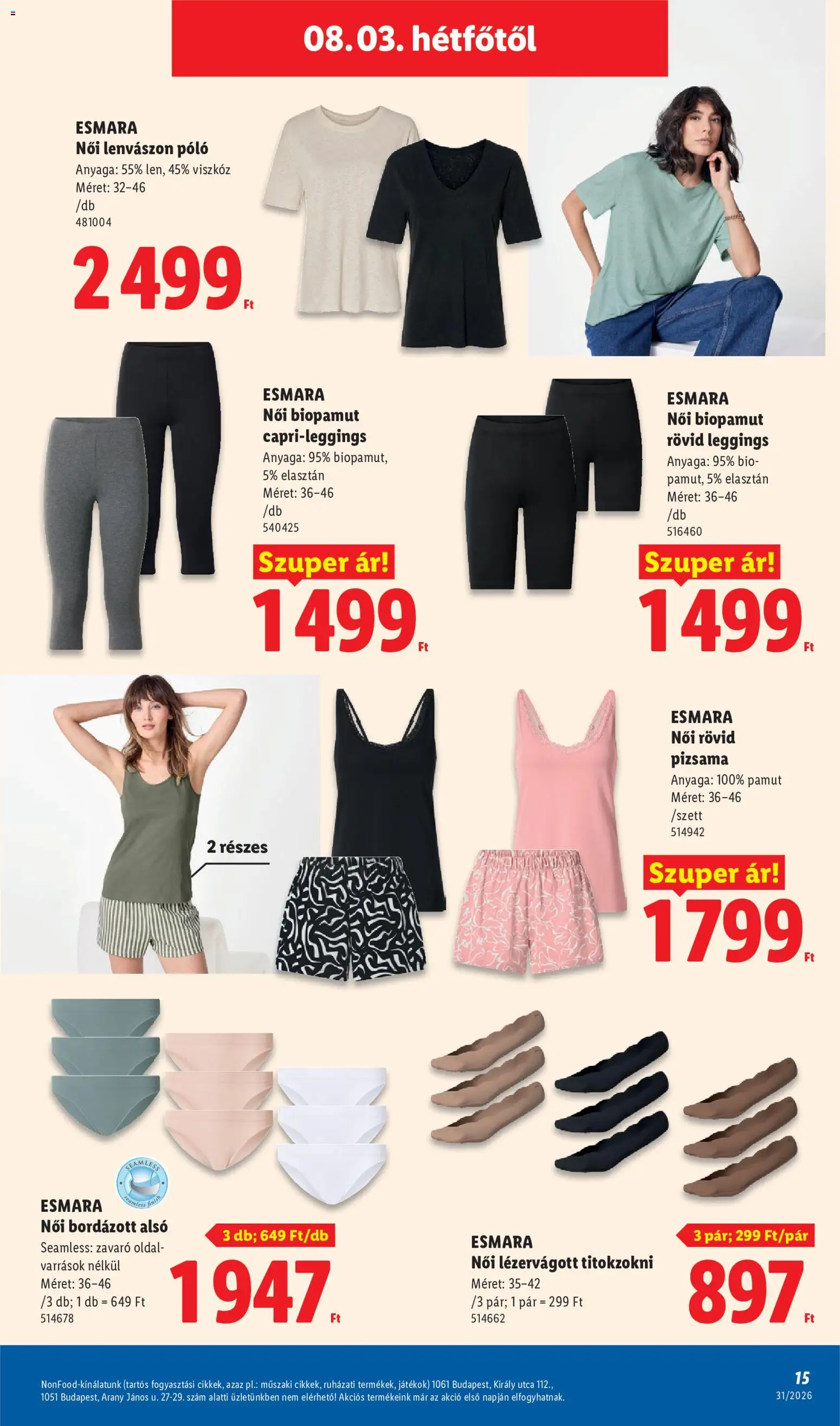 Lidl akciós ujság - amely érvényes a következő dátumtól: 2026.07.30. | Oldal: 15 | Termékek: Titokzokni, Játékok, Pizsama, Leggings