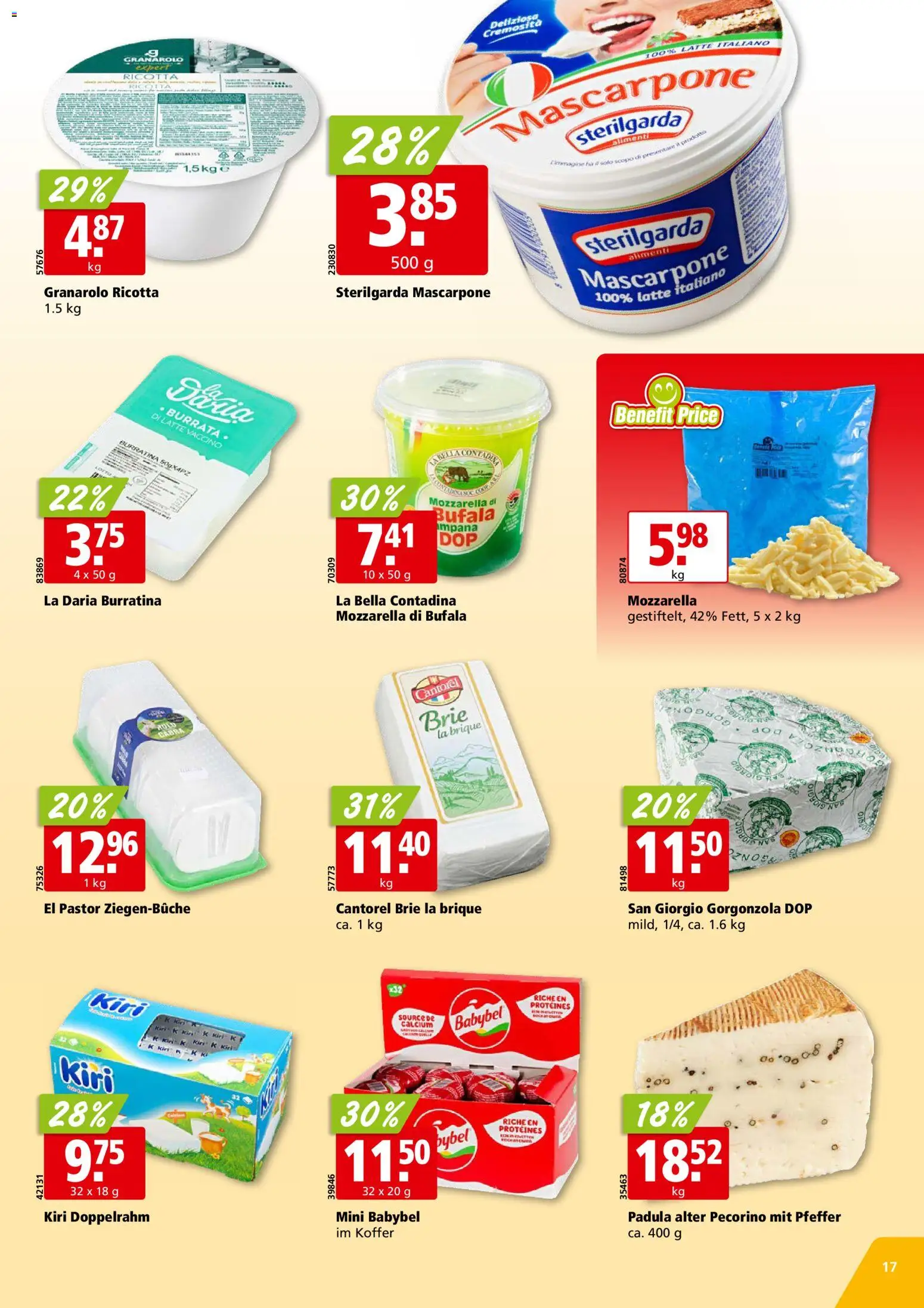 Aligro aktionen Chavannes, Matran, Genf, Sitten – gültig ab 12.10.2026 | Seite: 17 | Produkte: Mascarpone, Burrata, Pfeffer, Ricotta