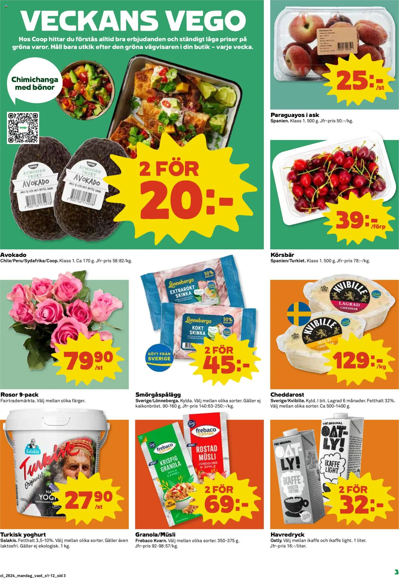 Coop reklamblad aktuell från 08.06.2026 | Sida: 3 | Produkter: Yoghurt, Äpple, Bönor, Häll