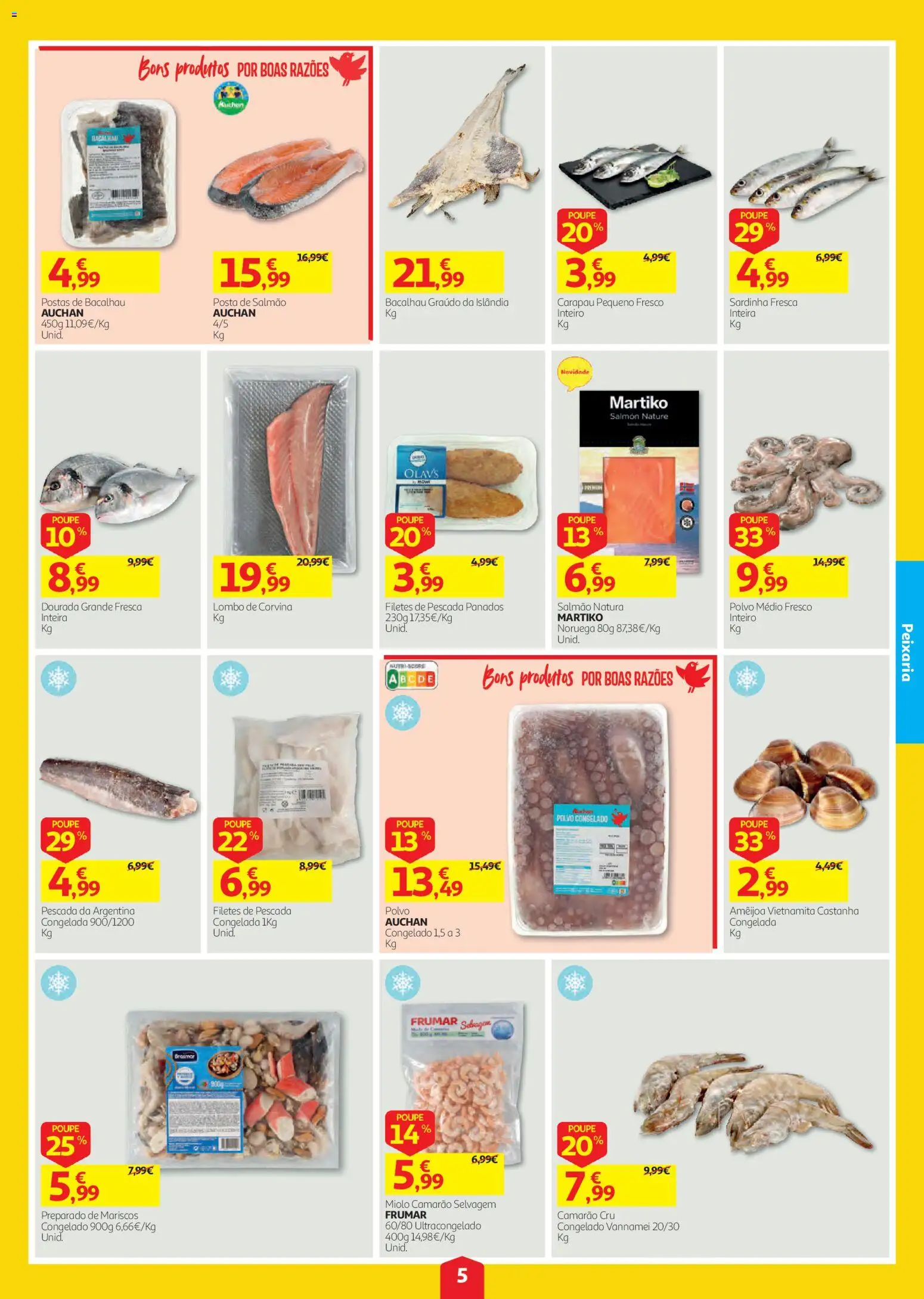 Auchan folheto │ válido de 03/09/2026 | Página: 5 | Produtos: Dourada, Pescada, Camarão, Panados