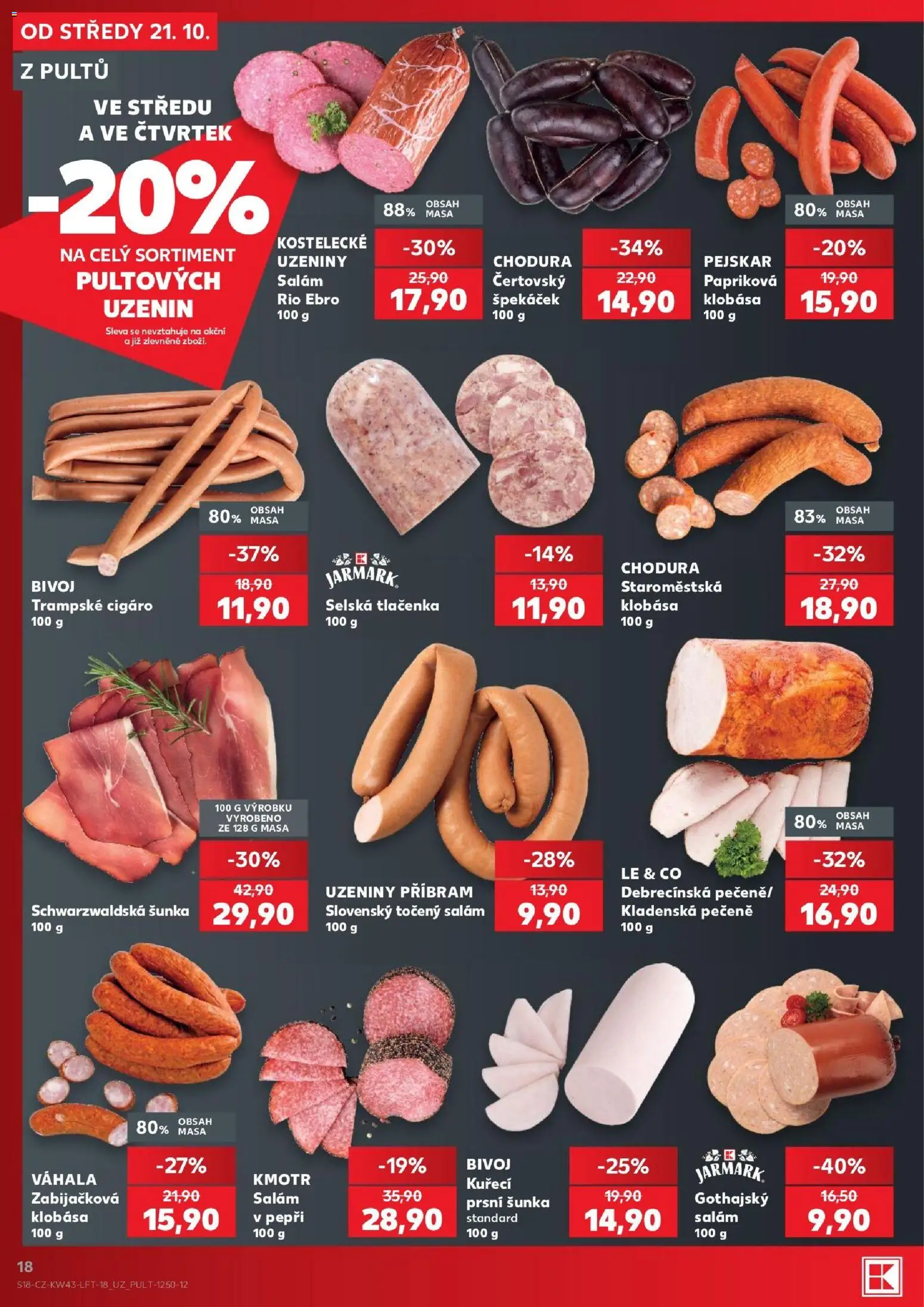 Kaufland leták - Liberec od 21.10.2026 | Strana: 18 | Produkty: Schwarzwaldská šunka, Uzeniny, Gothajský salám, Tlačenka