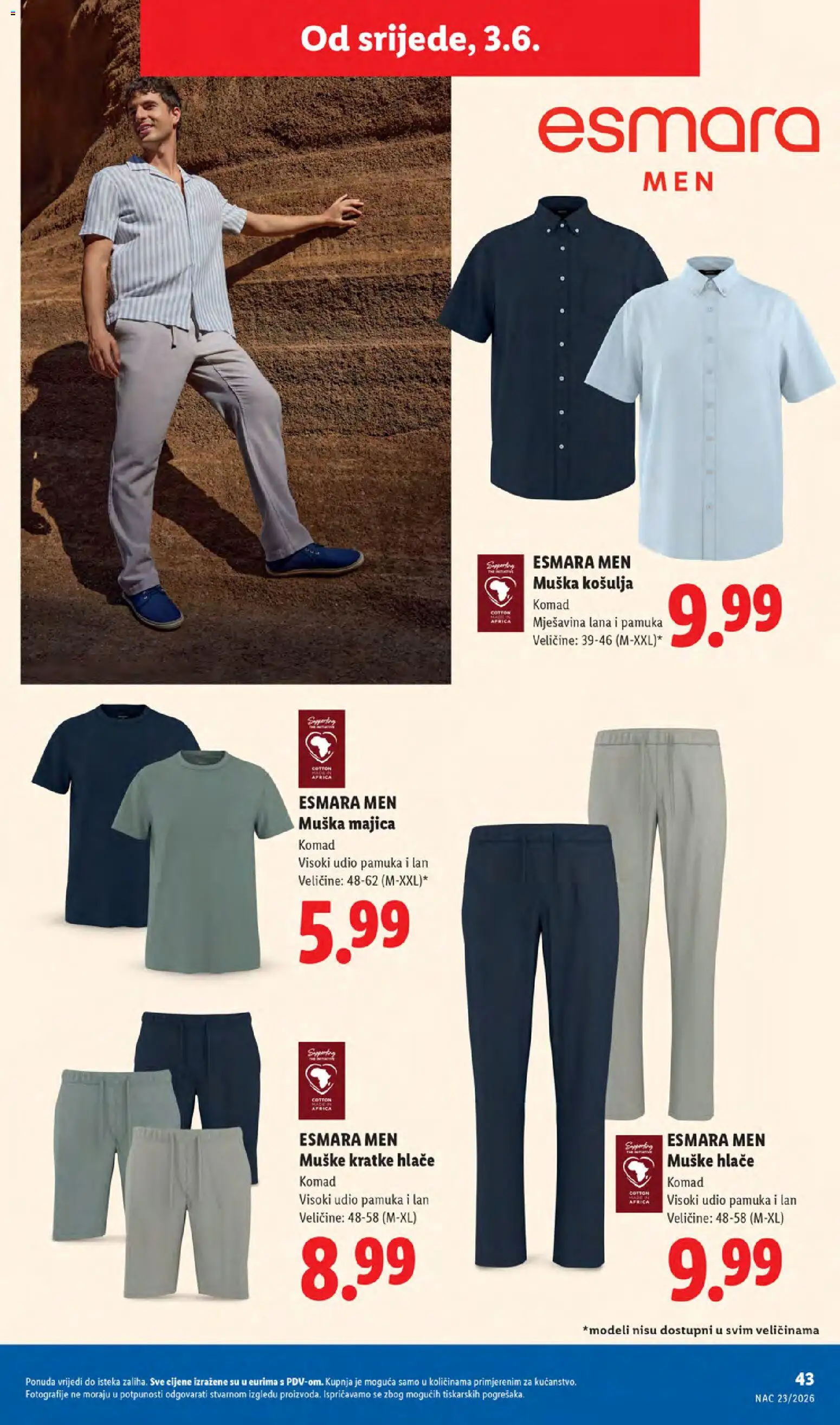Lidl katalog | vrijedi od 01.06.2026 | Stranica: 43 | Proizvodi: Košulja, Majica, Hlače, Kratke hlače