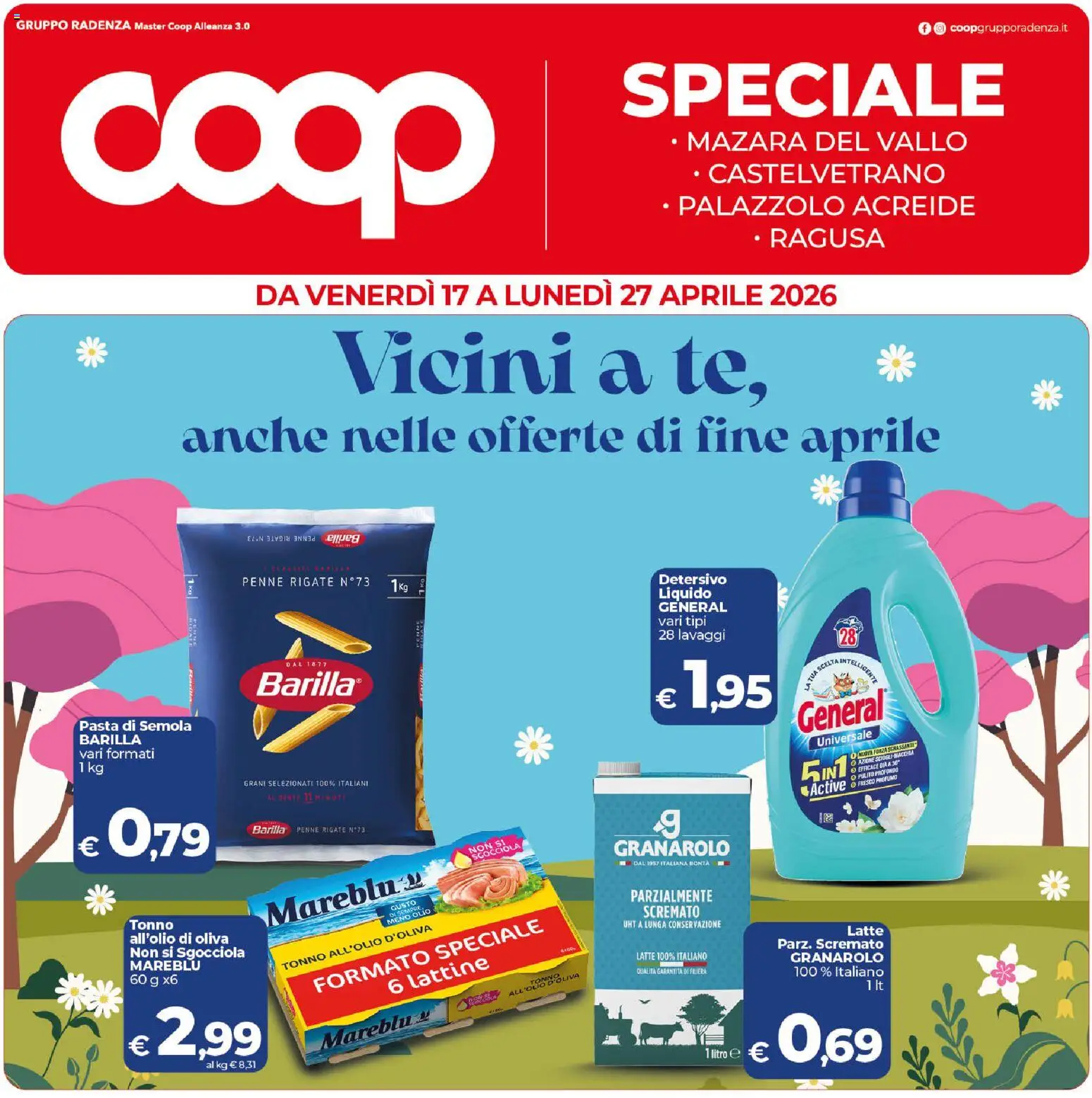 Volantino COOP del 17.04.2026 | Pagina: 1 | Prodotti: Latte, Olio, Penne, Profumo