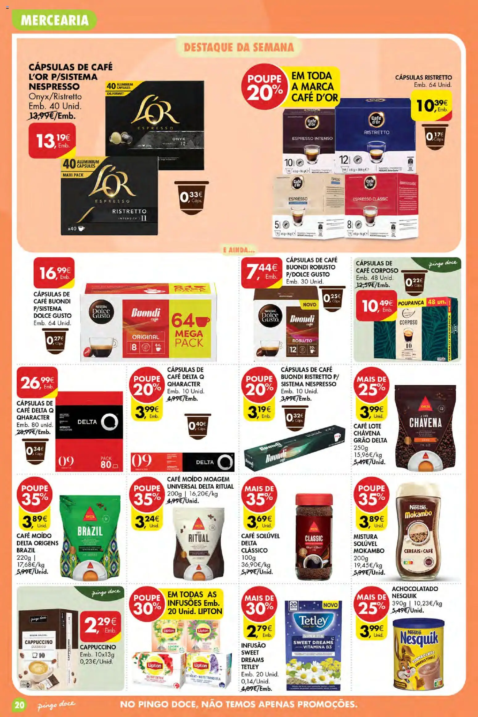 Pingo Doce Poupe Esta Semana Açores │ válido de 02/07/2026 | Página: 20 | Produtos: Cafe buondi, Café solúvel, Nespresso, Leite