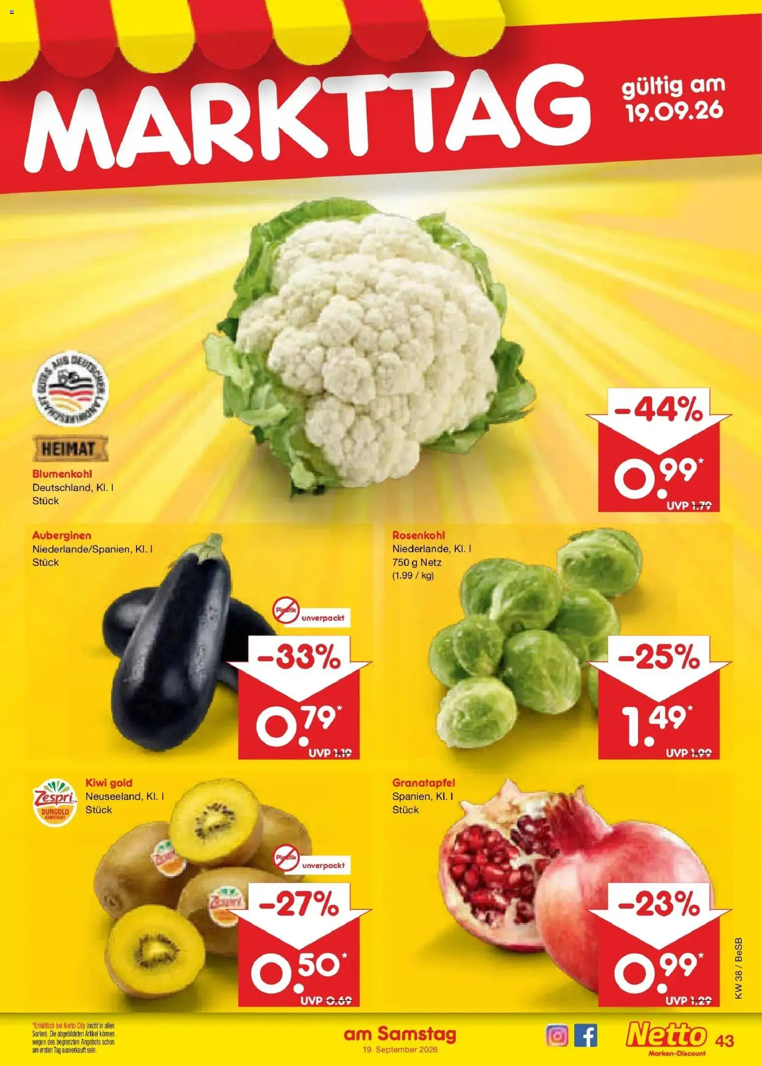 Netto Marken-Discount Prospekt Berlin-Prenzlauer Berg – gültig ab 14.09.2026 | Seite: 57 | Produkte: Granatapfel, Blumenkohl, Kiwi