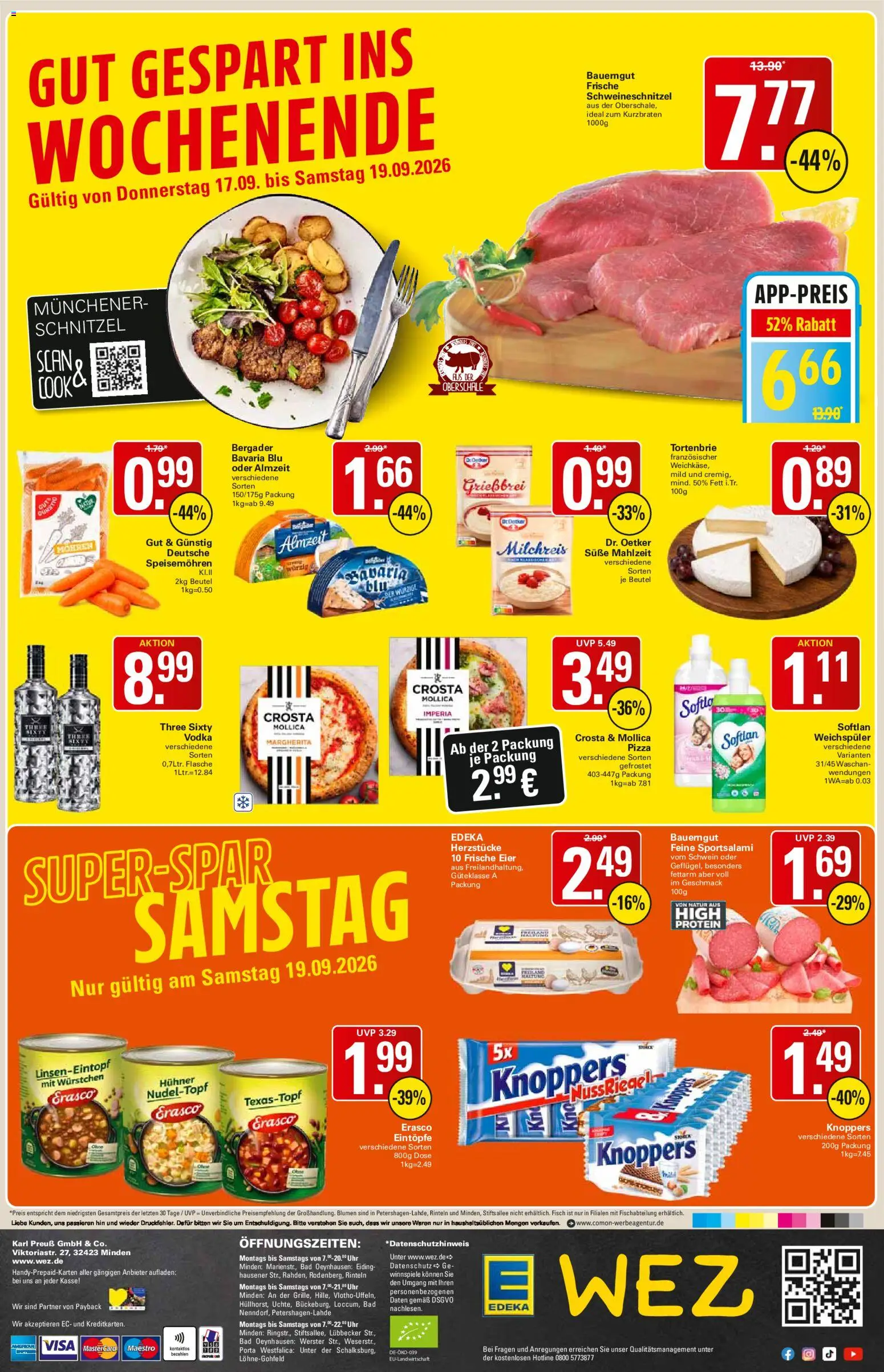 WEZ Prospekt – gültig ab 14.09.2026 | Seite: 16 | Produkte: Weichspüler, Bauerngut, Knoppers, Vodka