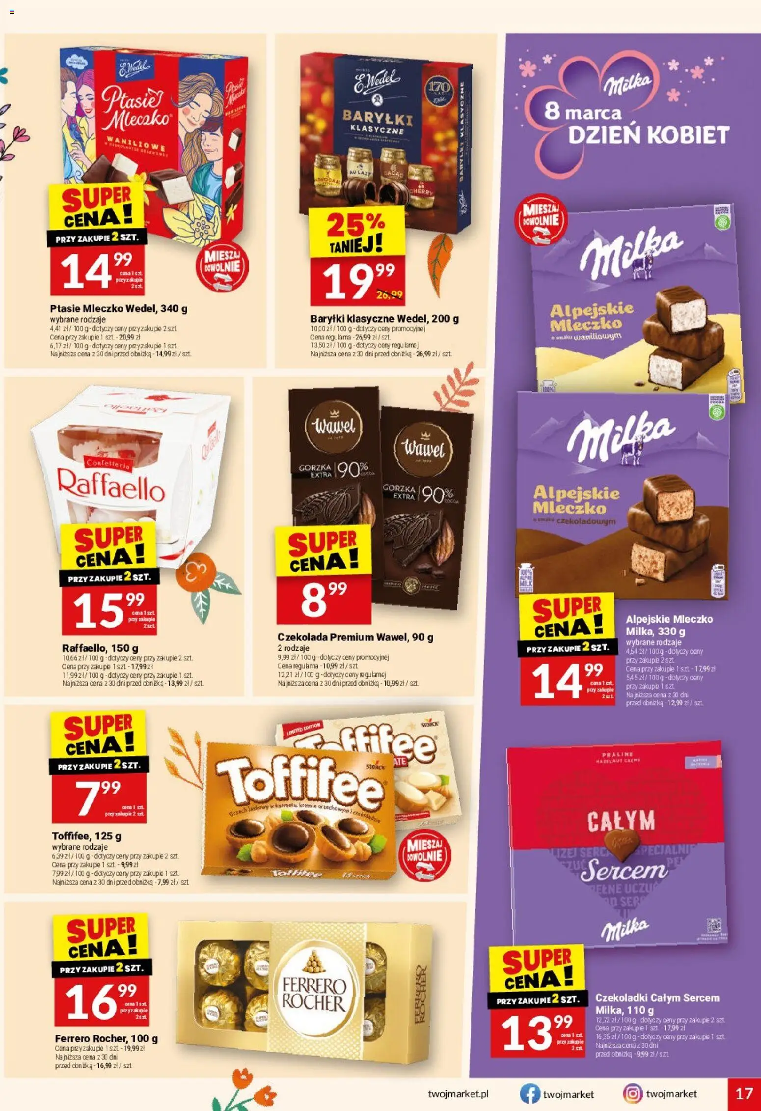 Twój Market gazetka od 04.03.2026 | Strona: 17 | Produkty: Toffifee, Milka, Ptasie mleczko, Czekolada