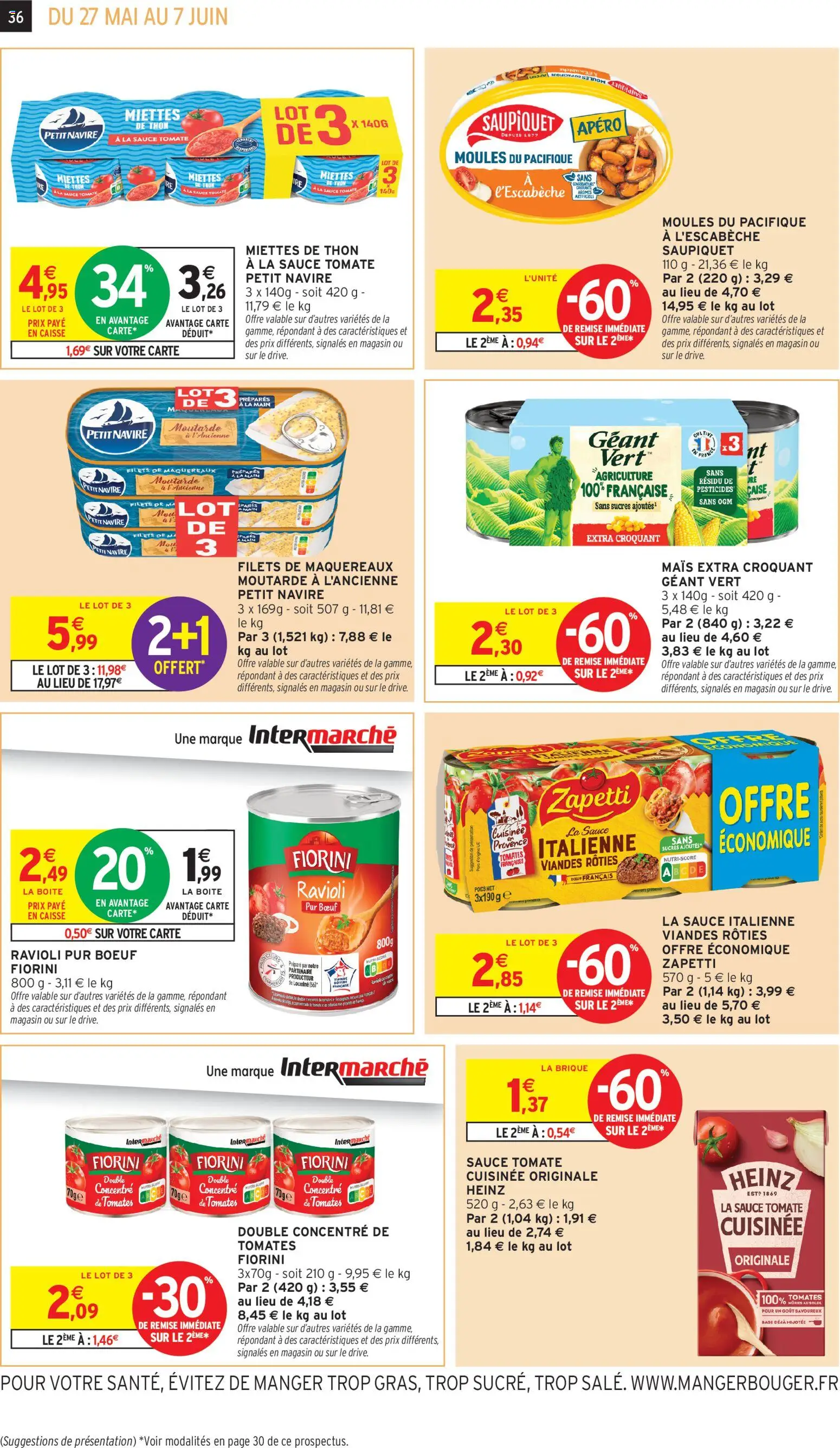 {H1} | Page: 36 | Produits: Poids, Mais, Thon, Tomates