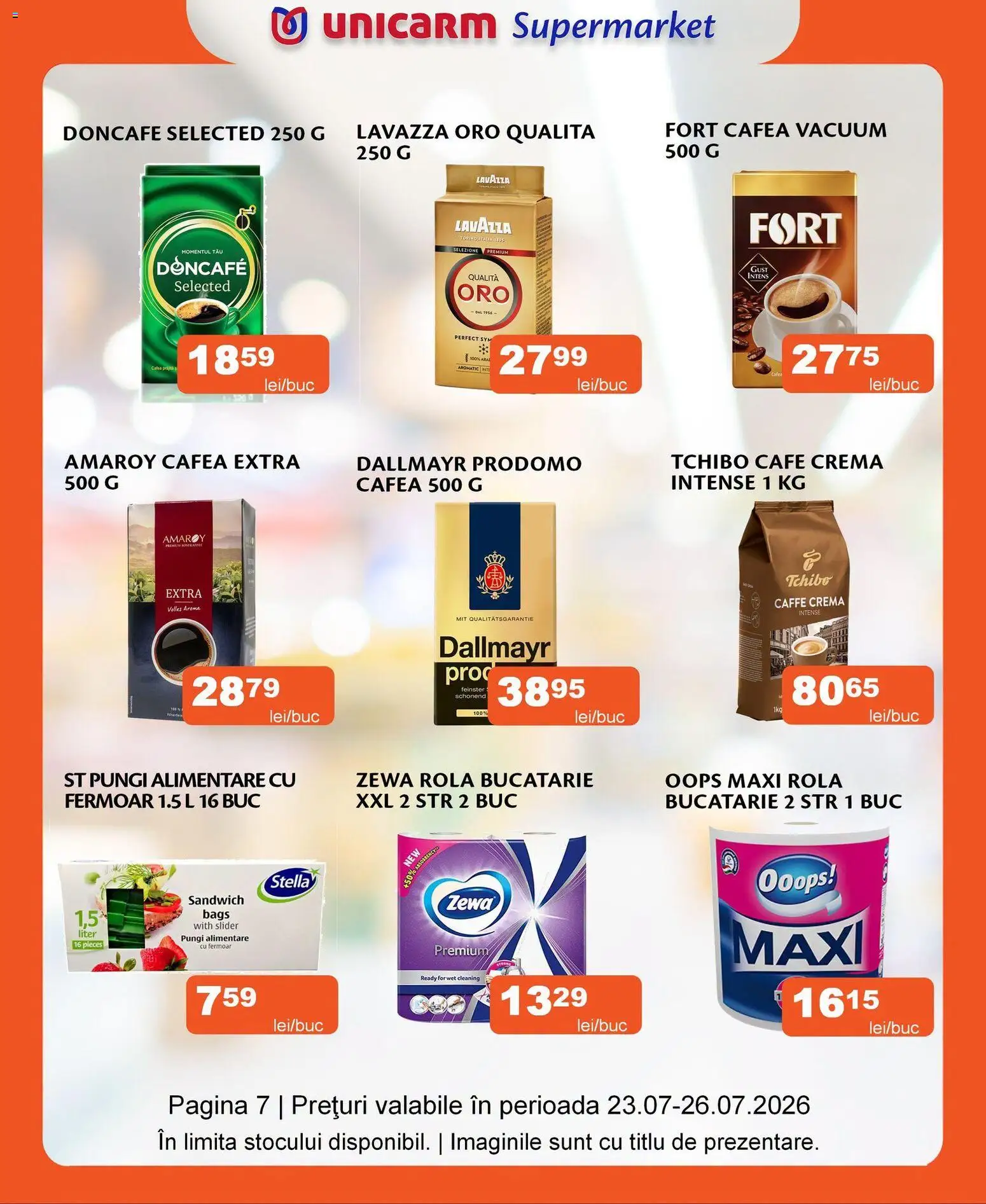 Noul catalog Unicarm – valabil de la 23.07.2026 | Pagină: 7 | Produse: Bucătărie, Cremă, Cafea