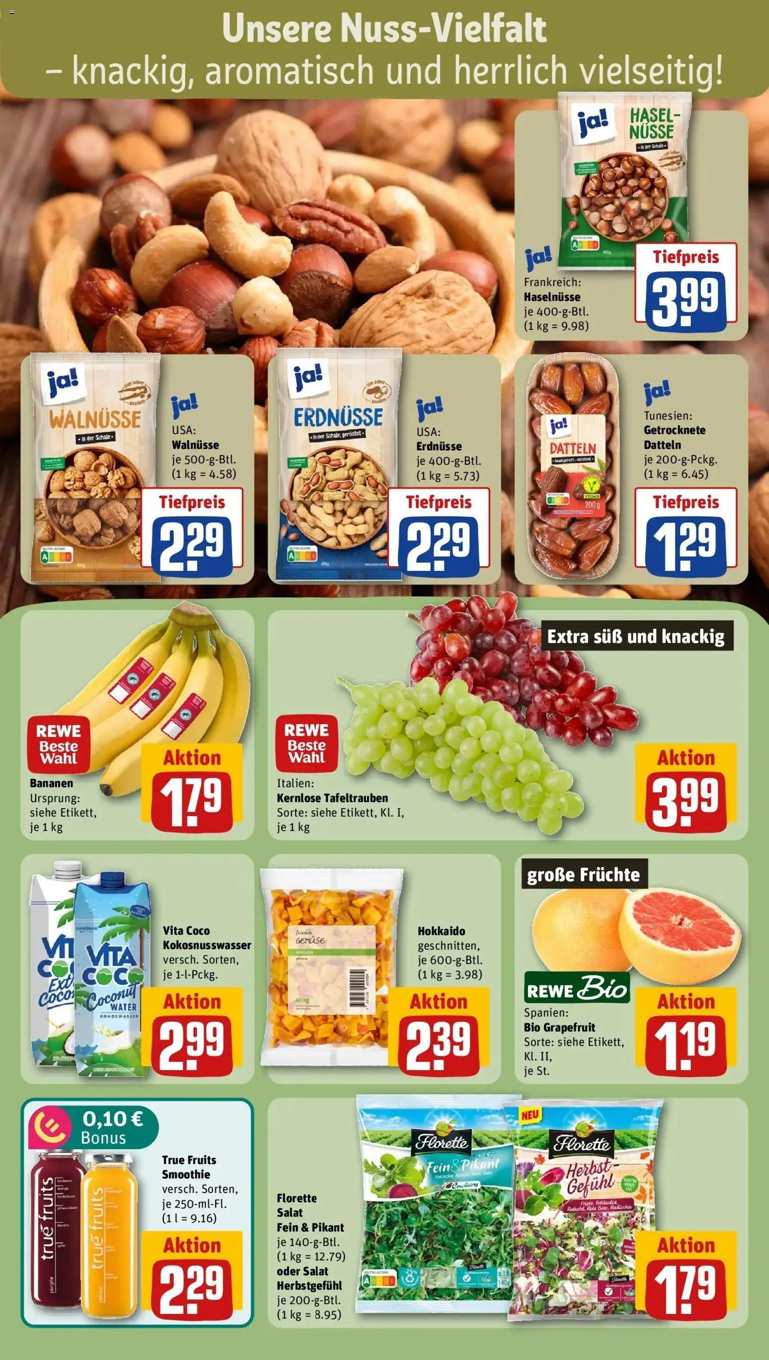REWE Prospekt ab 26.10.2026 zum Blättern » Angebote | Seite: 6 | Produkte: Erdnüsse, Walnüsse, Grapefruit, Salat