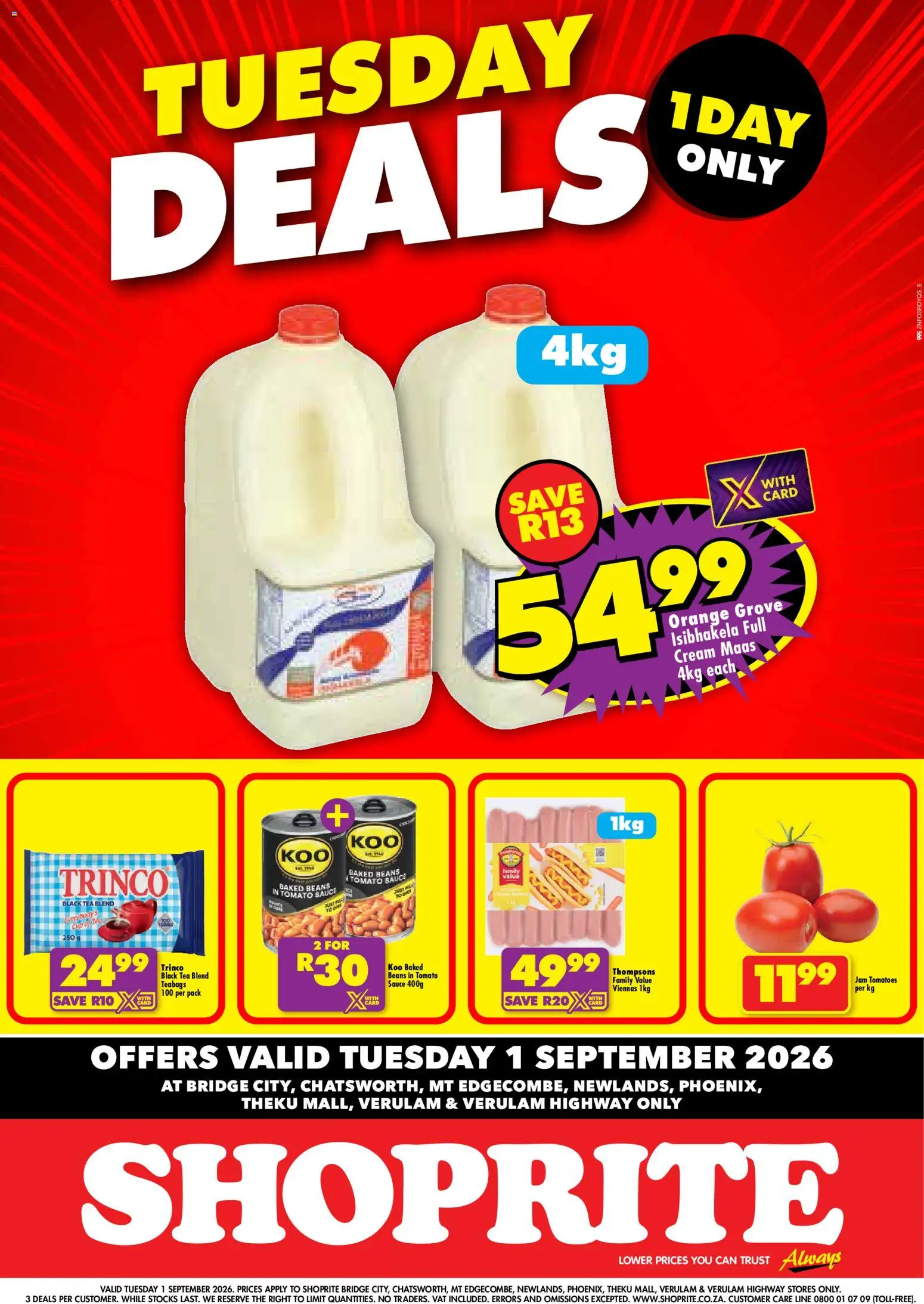 New Shoprite catalogue – valid from 01/09/2026 | Page: 1 | Products: Beans, Jam, Tomatoes, Cream